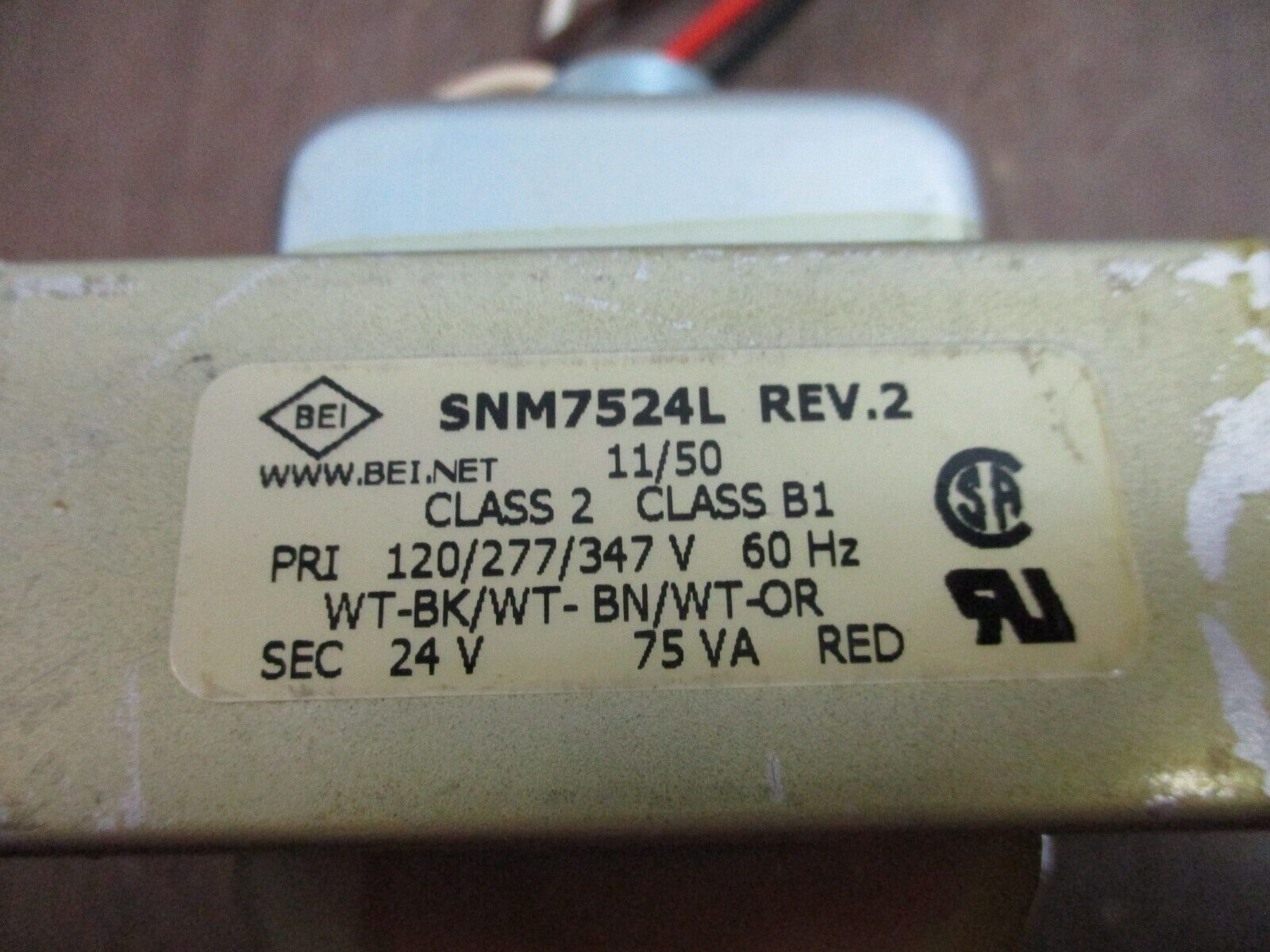 BEI Transformer SNM7524L Rev. 2 75VA Pri: 120/277/347V Sec: 24V 60Hz Used