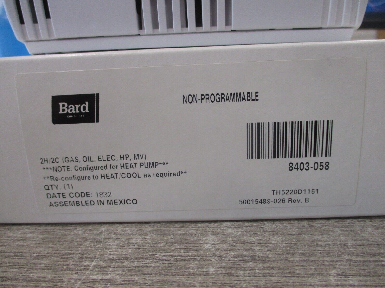 Bard Non-Programmable Thermostat 8403-058 New Surplus