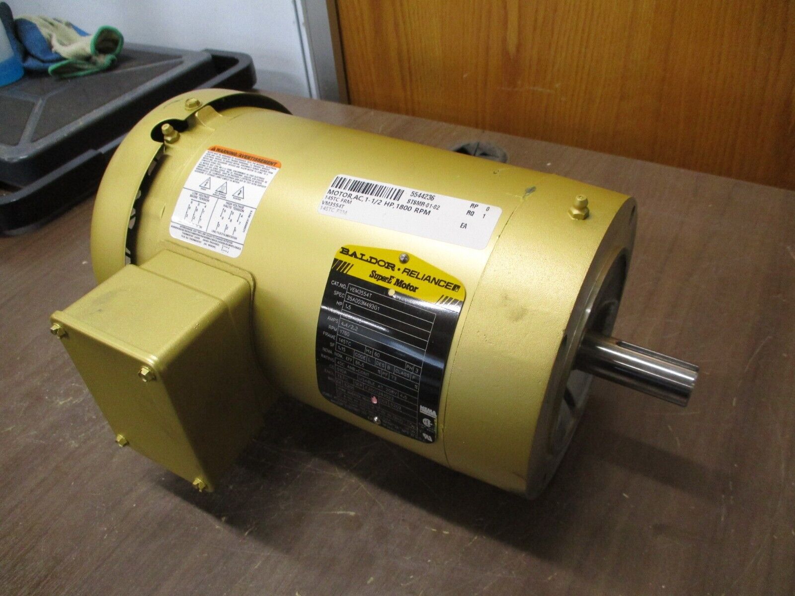 Baldor Motor VEM3554T 1.5HP 230/460V 4.4/2.2A 1800RPM 3Ph 60Hz New Surplus