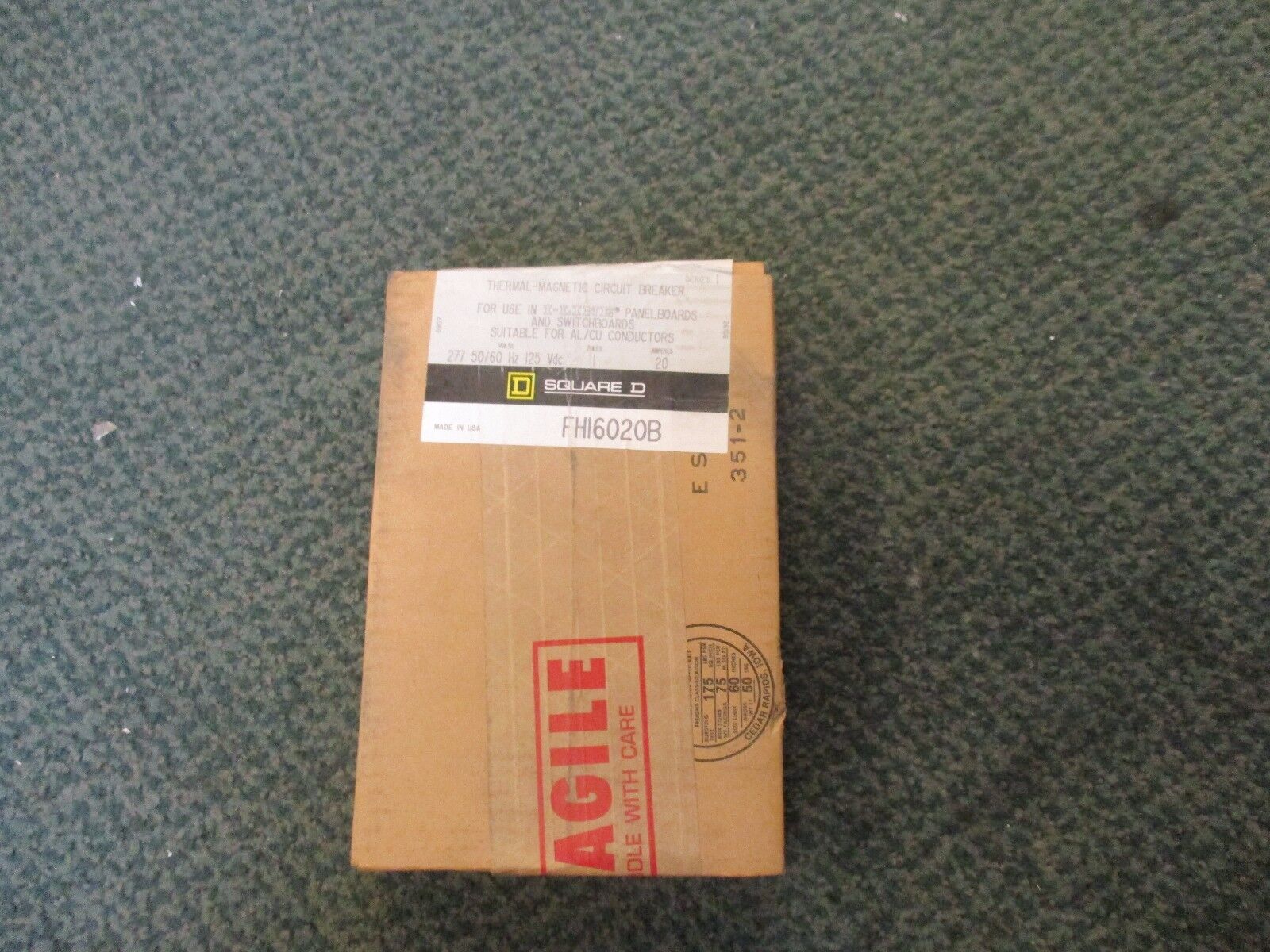 Square D	Circuit Breaker	 FH16020B 20A 277V 1P New Surplus