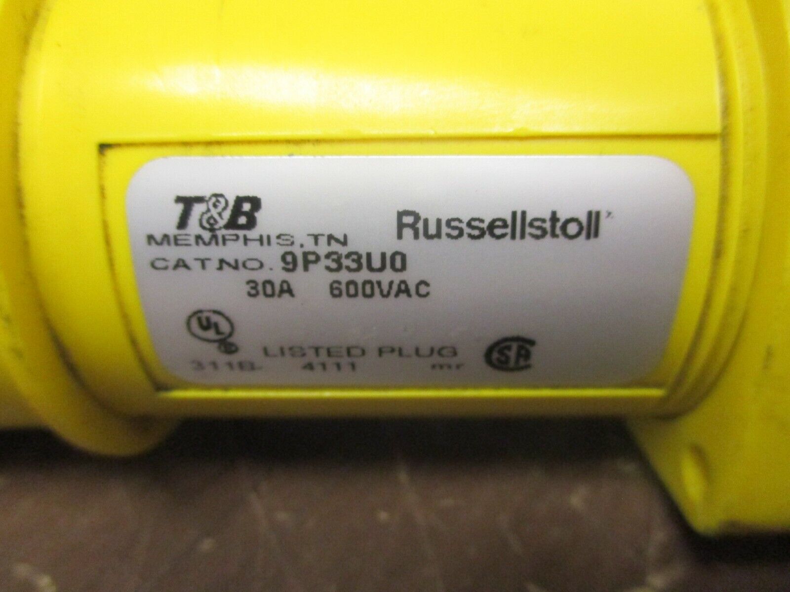 Thomas & Betts Russellstoll Plug 9P33U0 30A 600V Used **No Bushing**