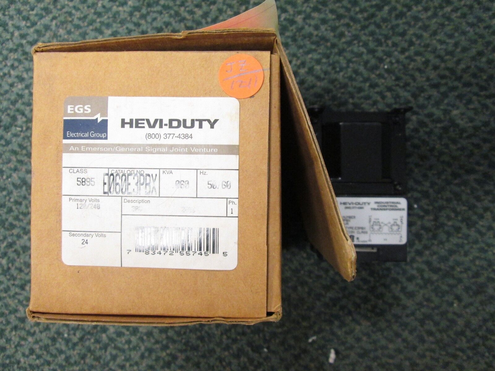 Hevi-Duty Control Transformer E060E3PBX Pri 120/240V Sec 24V .060KVA 50/60Hz