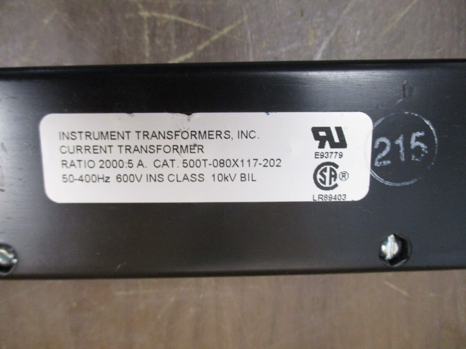 Instrument Transformers Current Transformer 500T-080X117-202 Ratio 2000:5A 600V