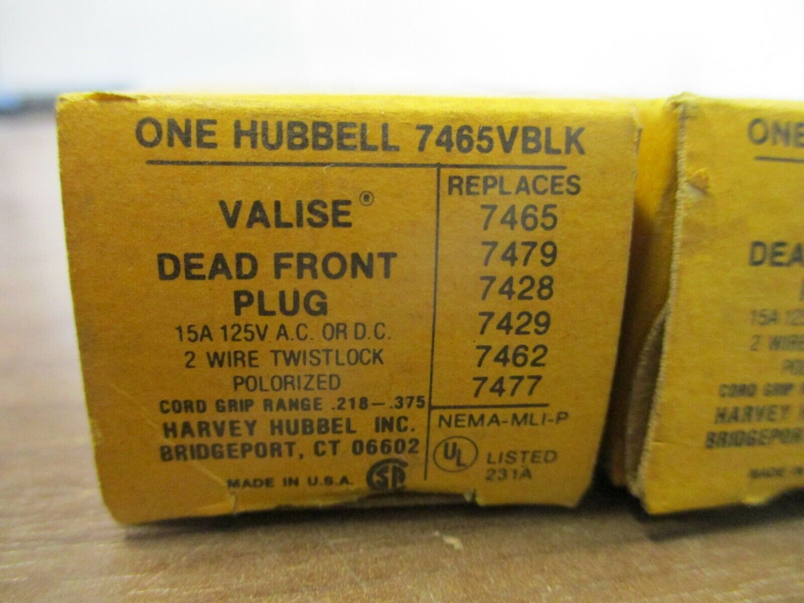 Hubbell Valise Dead Front Plug 7465VBLK 15A 125V 2W *Lot of 2* New Surplus