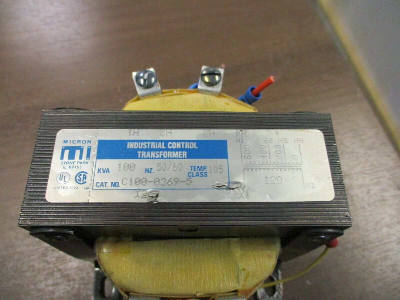 Micron Control Transformer C100-0369-5 0.100kVA Pri: 208/480/600V Sec: 120V Used