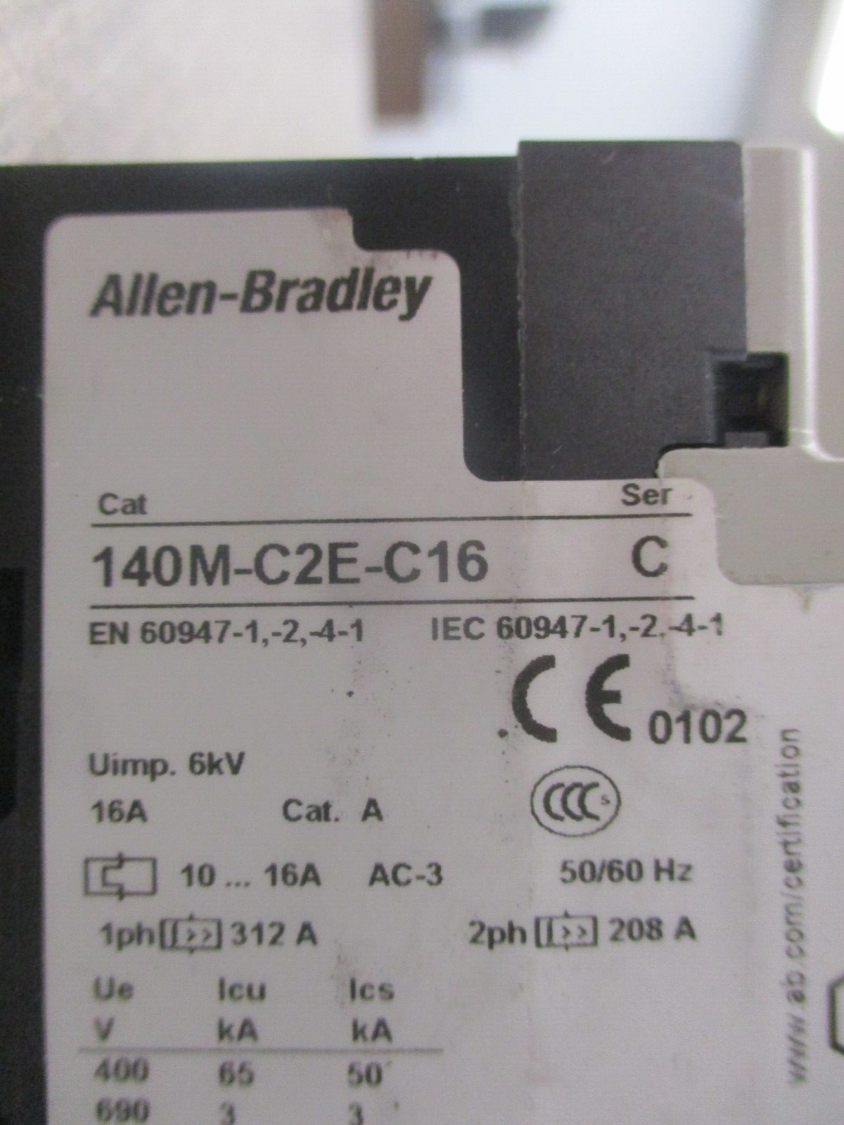 Allen-Bradley Motor Protector 140M-C2E-C16 Ser. C Trip: 10-16A Used