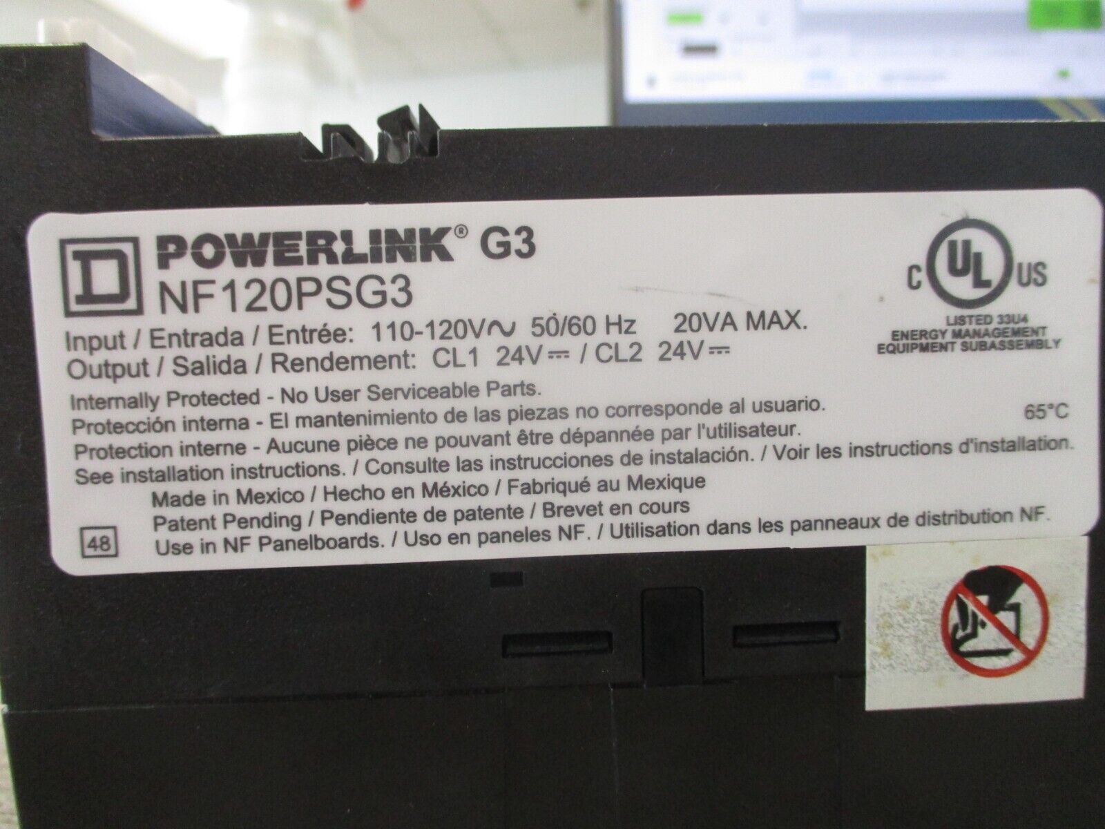 Square D Powerlink G3 Power Supply NF120PSG3 *No Terminal Screws*  Used