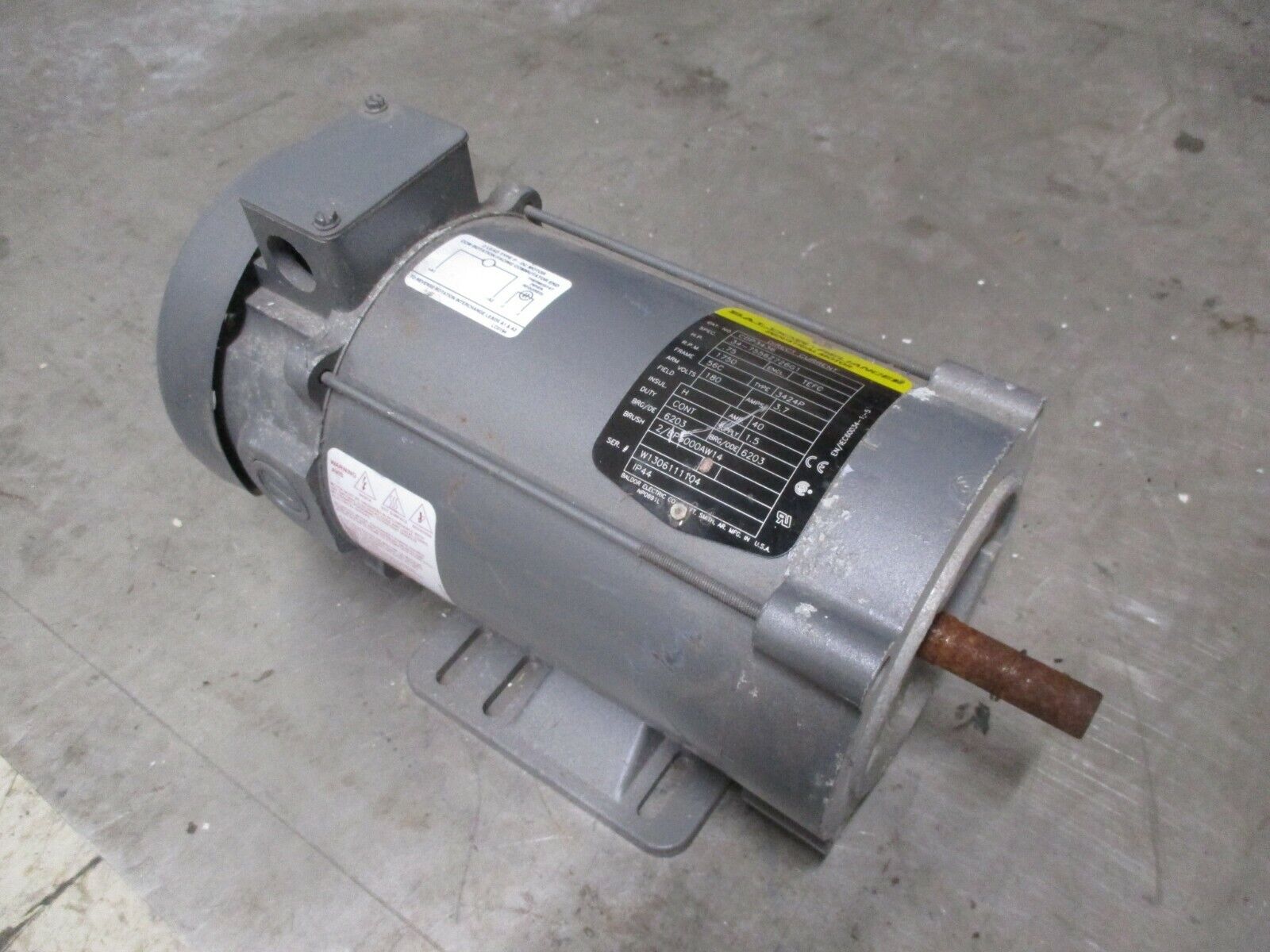 Baldor DC Motor CDP3436 0.75HP 1800RPM Arm: 180V 3.7A TEFC Enc. 56C Frame Used