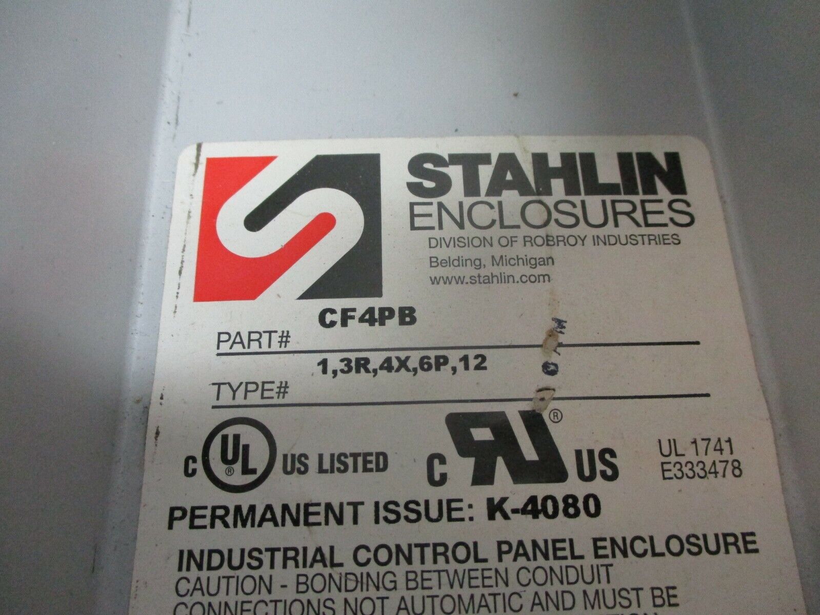 Stahlin Pushbutton Enclosure w/ Buttons CF4PB 4-Position Type 1, 3R, 4X, 6P, 12