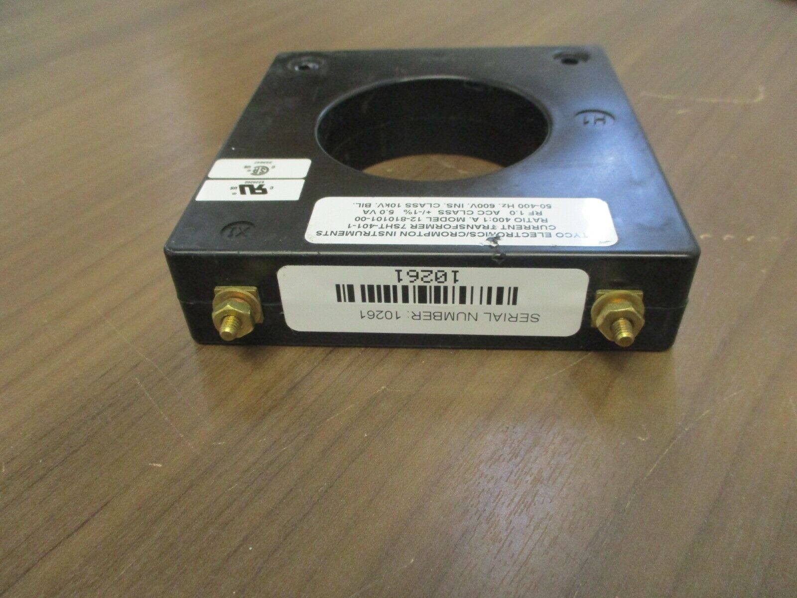 Tyco Electonics/Crompton Model 12-810101-00 Current Transformer 7SHT-401-1 Used