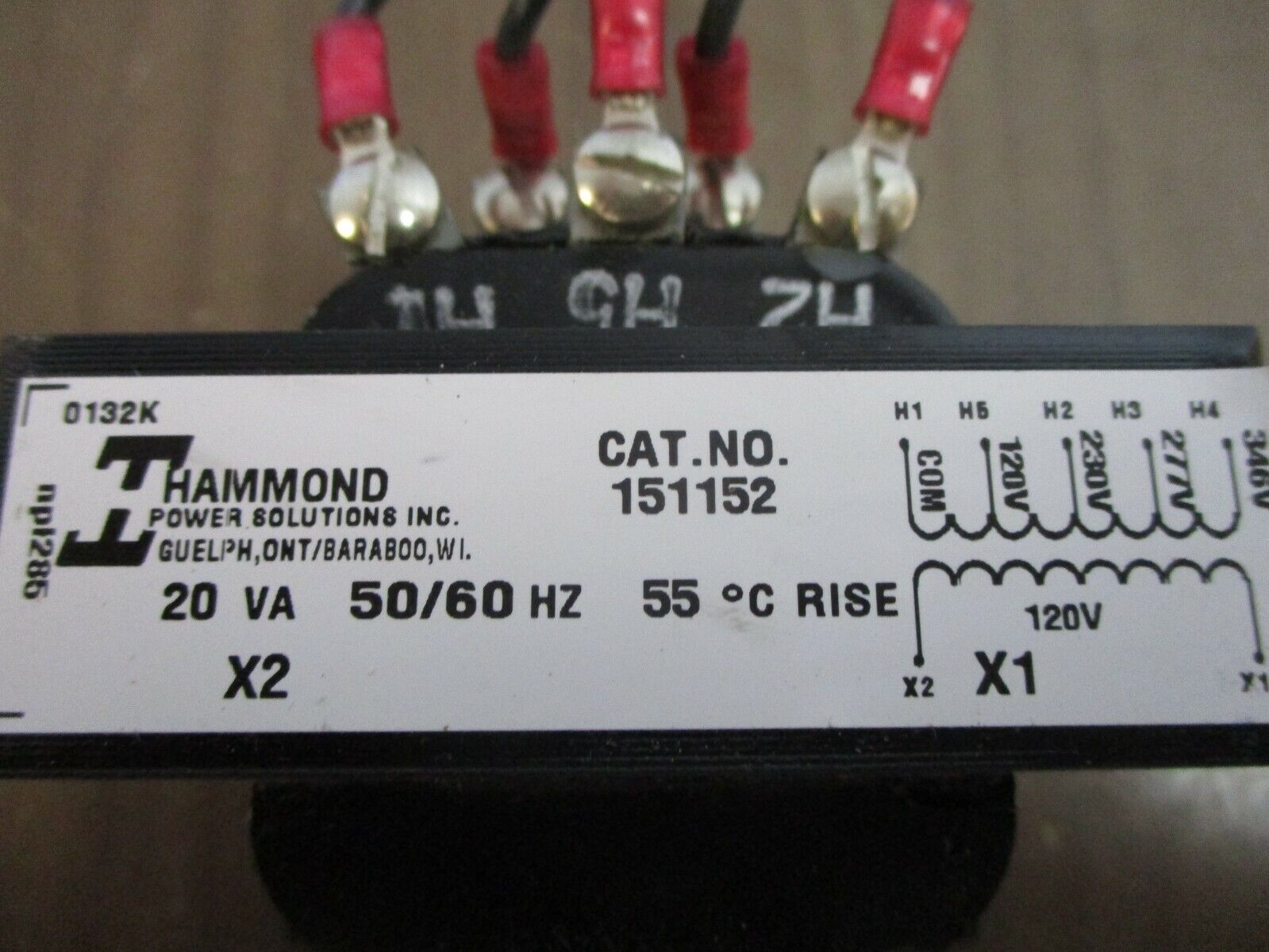 Hammond Transformer 151152 20VA Pri: 120/230/277/346V Sec: 120V 50/60Hz Used