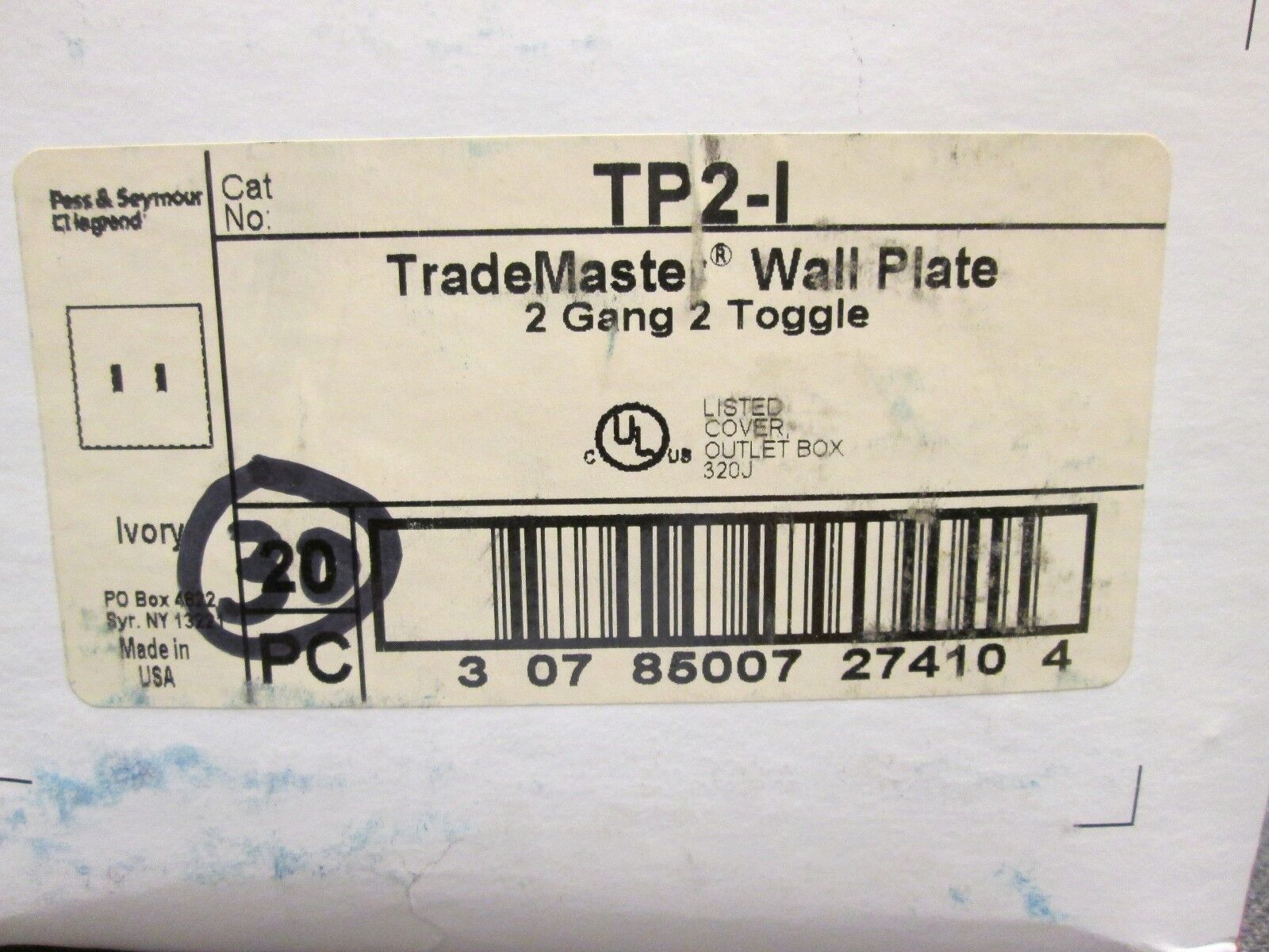 Wall Plate  2 Gang  2 Toggle  *Lot of 30*  New Surplus