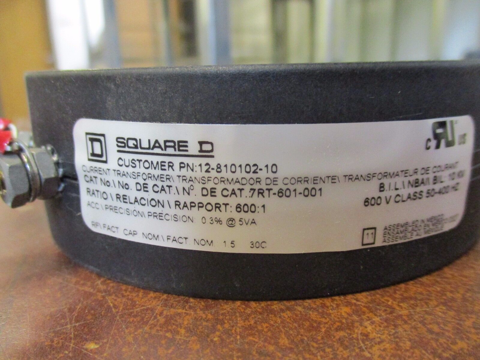 Square D Current Transformer 7RT-601-001 Ratio: 600:1A 600V 50-400Hz 10kv BIL