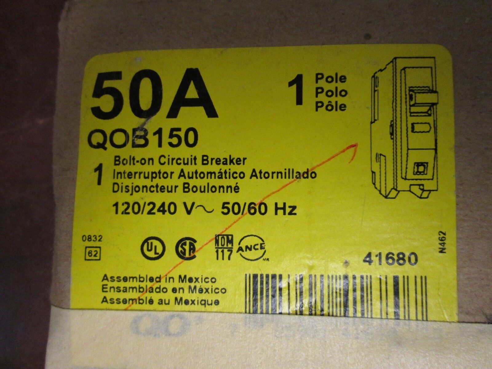 Square D QO Circuit Breaker QOB150 50A 120/240V 1P *Lot of 2* New Surplus