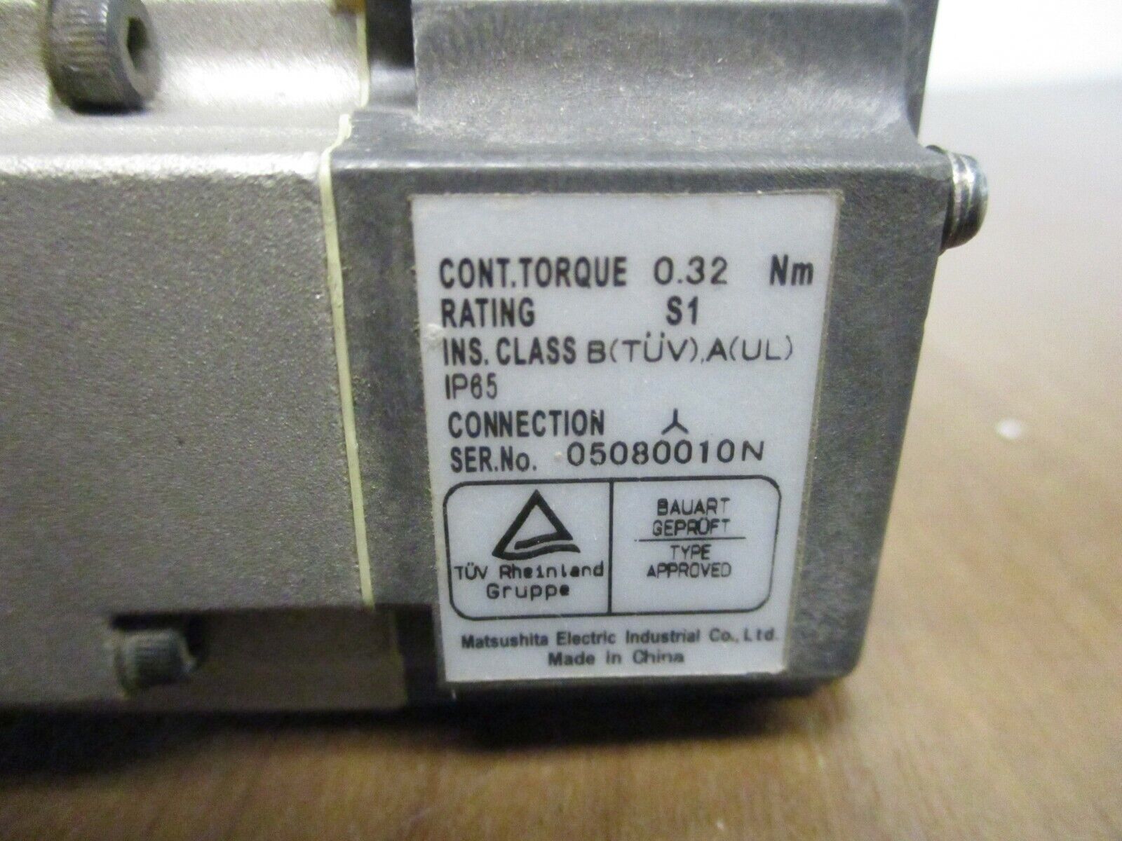 Panasonic AC Servo Motor MUMS012A1B0S 0.1KW 3000RPM 92V 1.0A 200Hz 3Ph Used