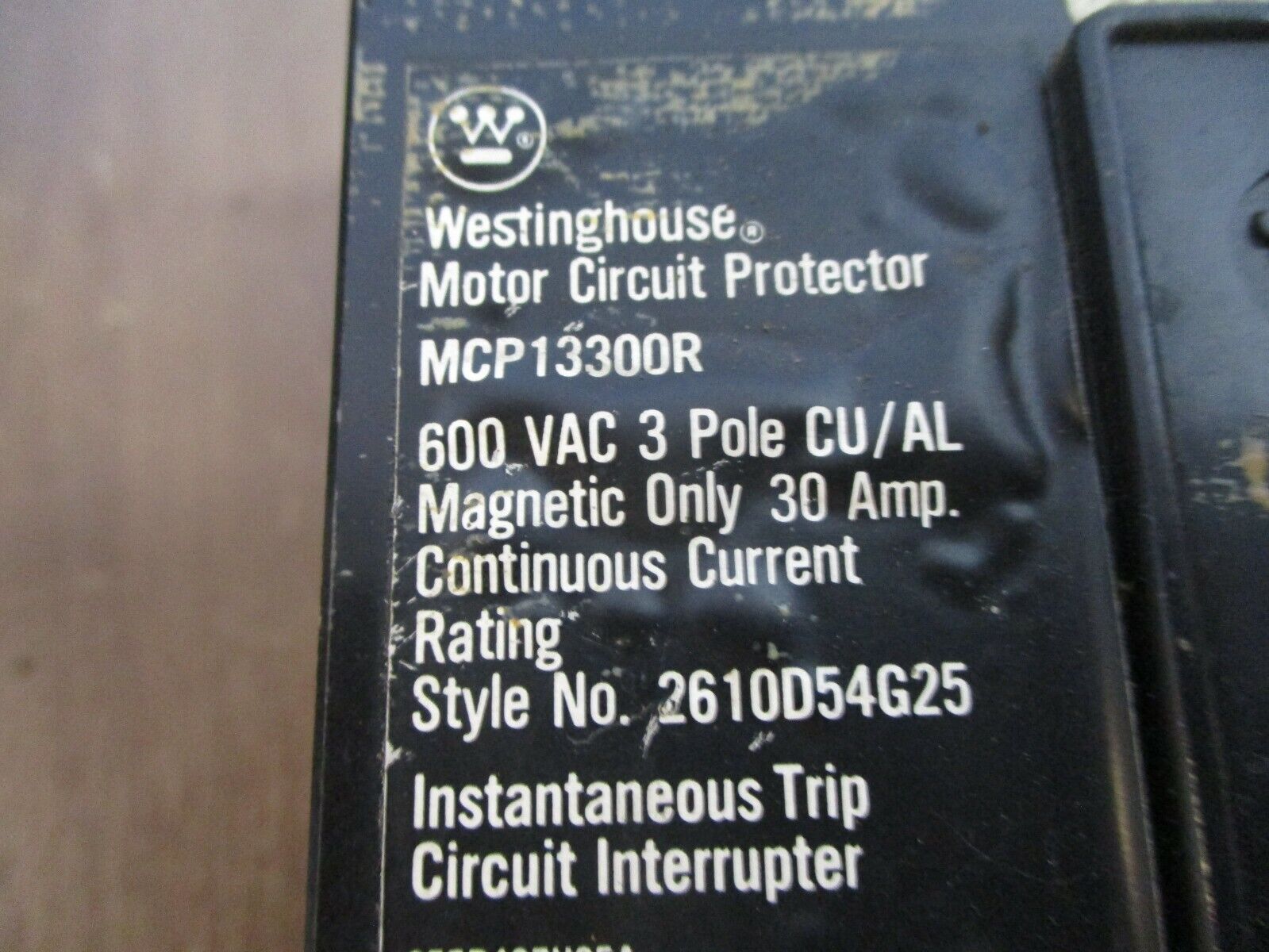 Westinghouse Circuit Breaker MCP13300R 30A 600V 3P Used