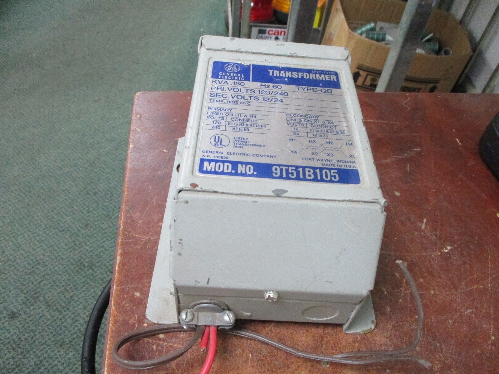 GE Back Boost Transformer 9T51B105 0.150KVA Pri: 120/240V Sec: 12/24V Used