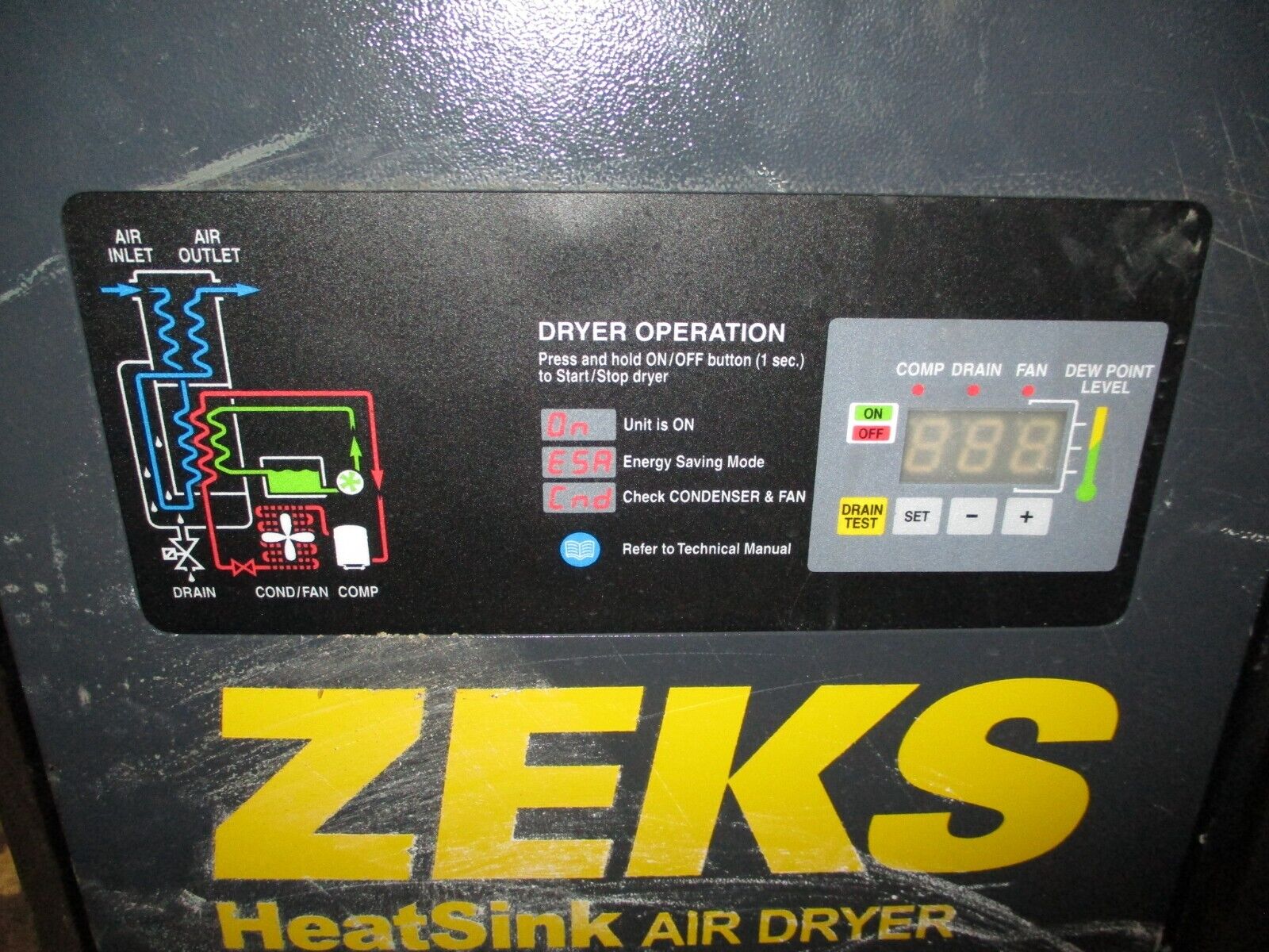 Zeks HeatSink Refrigerated Air Dryer 35HSHA100 115V 1Ph 60Hz 200PSIG Used