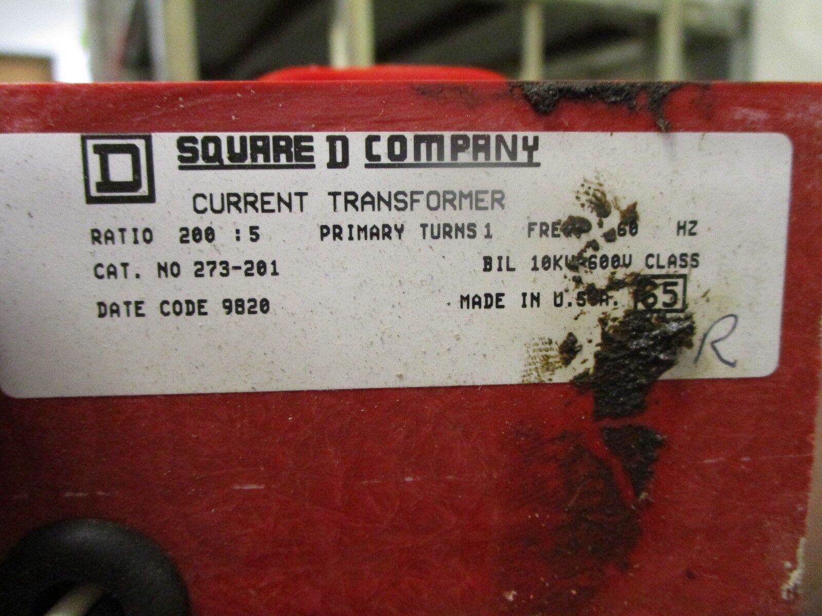 Square D Current Transformer 273-201 Ratio 200:5A 60Hz Used