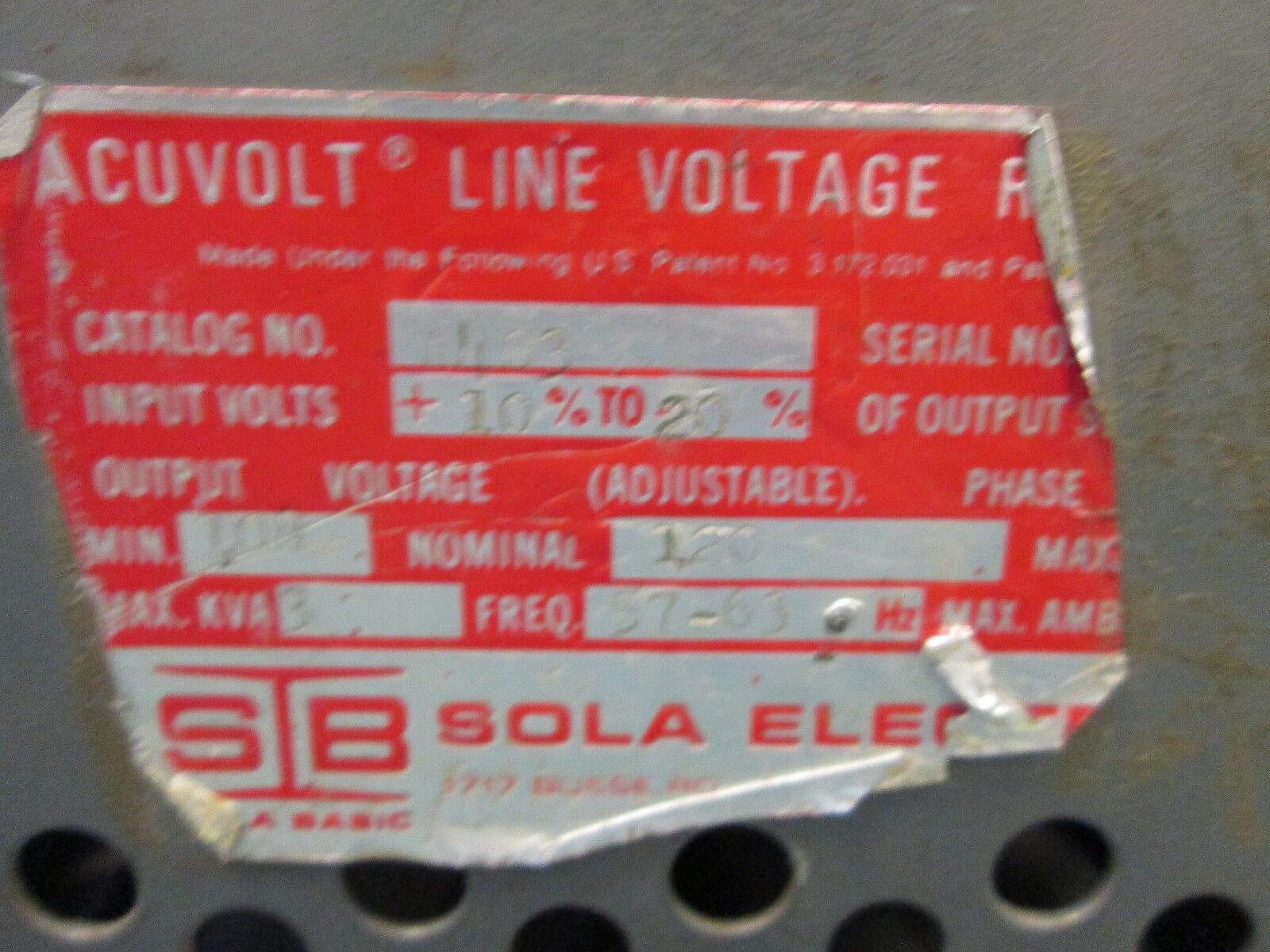 Sola Regulator A4S3 3KVA Used