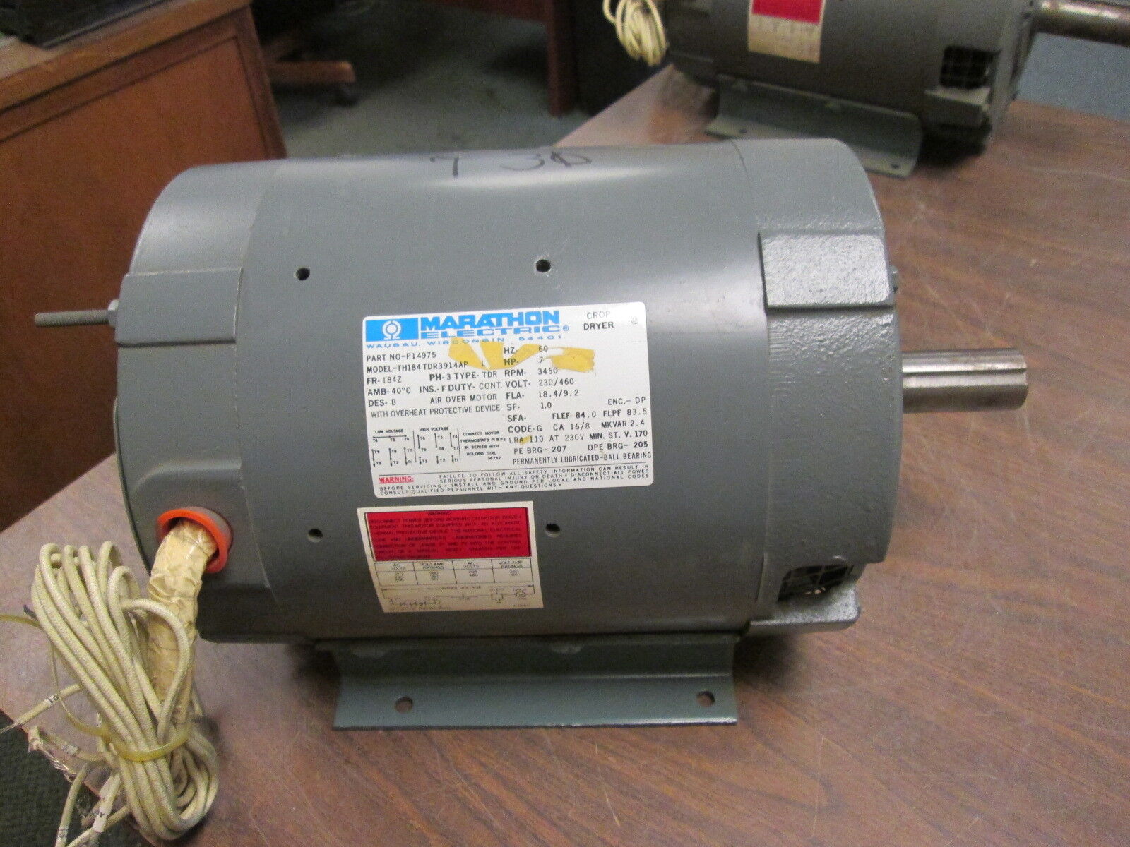 Marathon TH184TDR3914AP AC Motor P14975 7HP 3450RPM FR:184Z ENCL:DP Refurbished