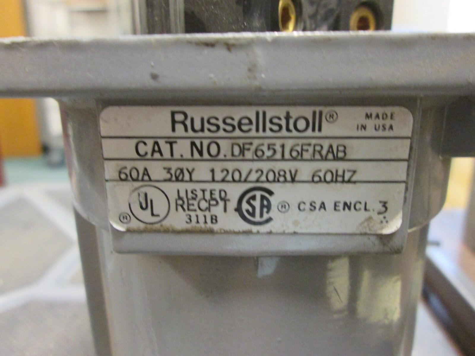 RussellStoll  Receptacle  DF6516FRAB  60A  120/208V  60Hz  3Ph