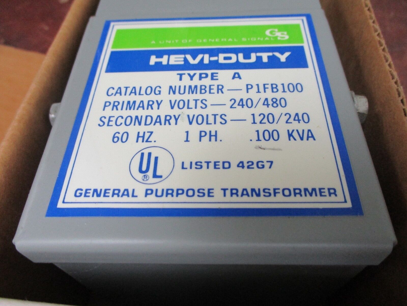 Hevi-Duty Transformer P1FB100 0.100kVA Pri: 240/480V Sec: 120/240V 1Ph 60Hz