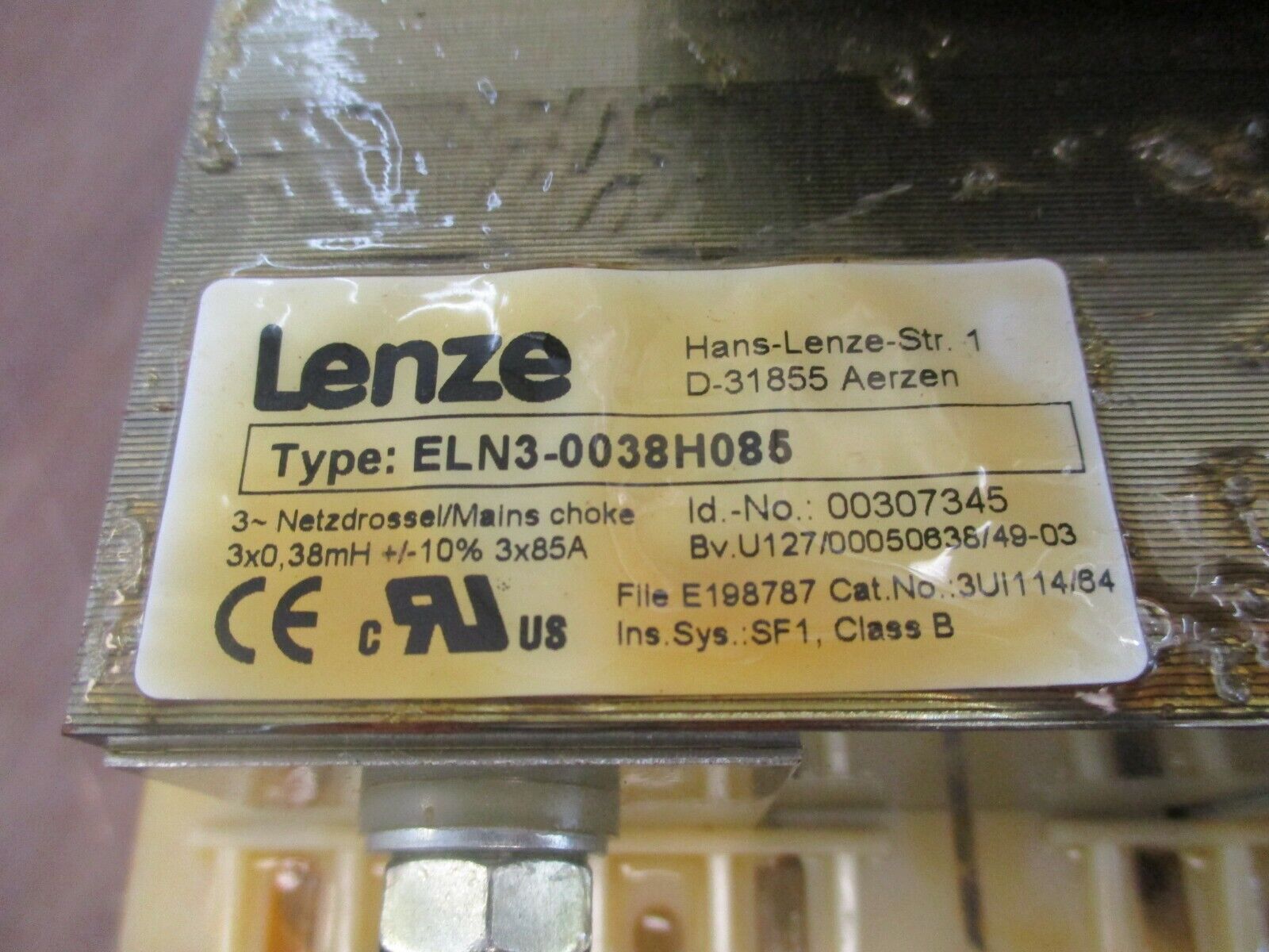 Lenze Mains Choke ELN3-0038H085 38mH 3Ph 85A Used