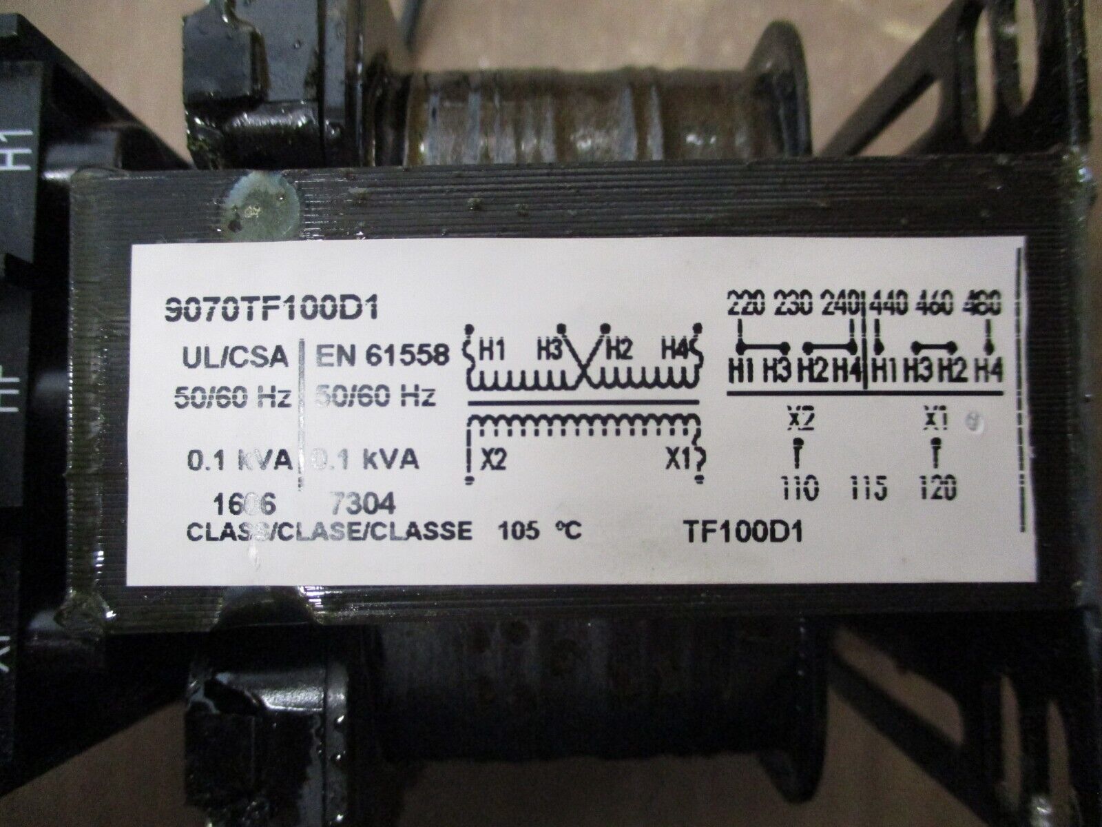 Square D Transformer 9070TF100D1 0.1kVA Pri: 240/480V Sec: 120V 50/60Hz Used