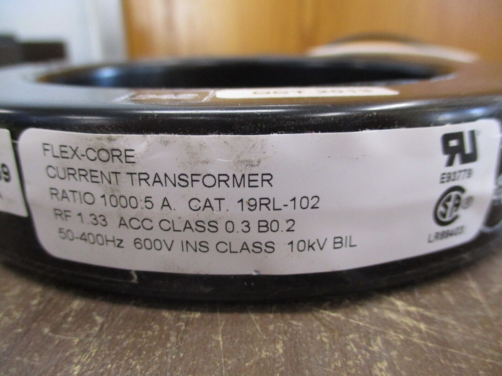 Flex-Core Current Transformer 19RL-102 Ratio 1000:5A 600V 50-400Hz 10kV BIL Used