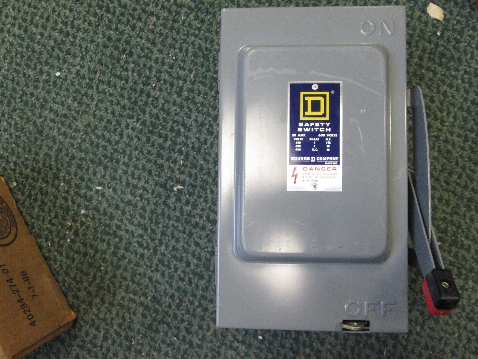 Square D Non-fusible Safety Switch HU-261 30A 600V 2P New Surplus