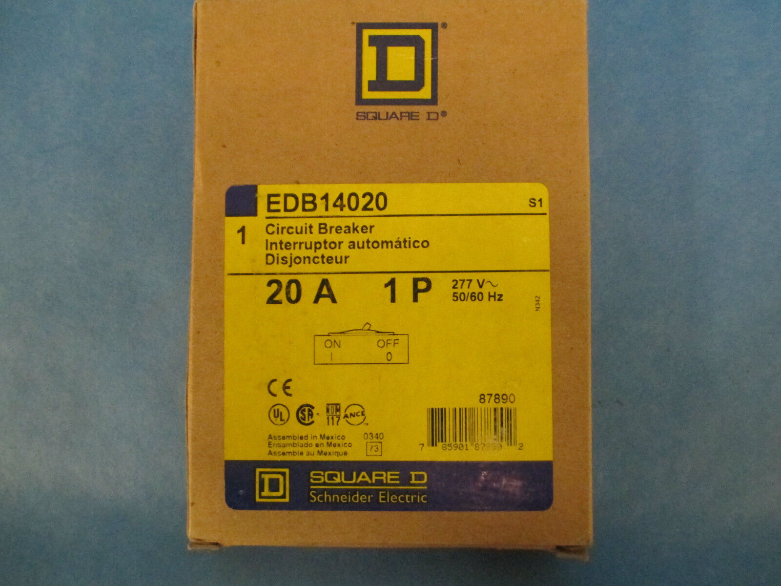 Square D EDB14020 20A 1-Pole 277V Circuit Breakers *Set Of 2* NEW!!