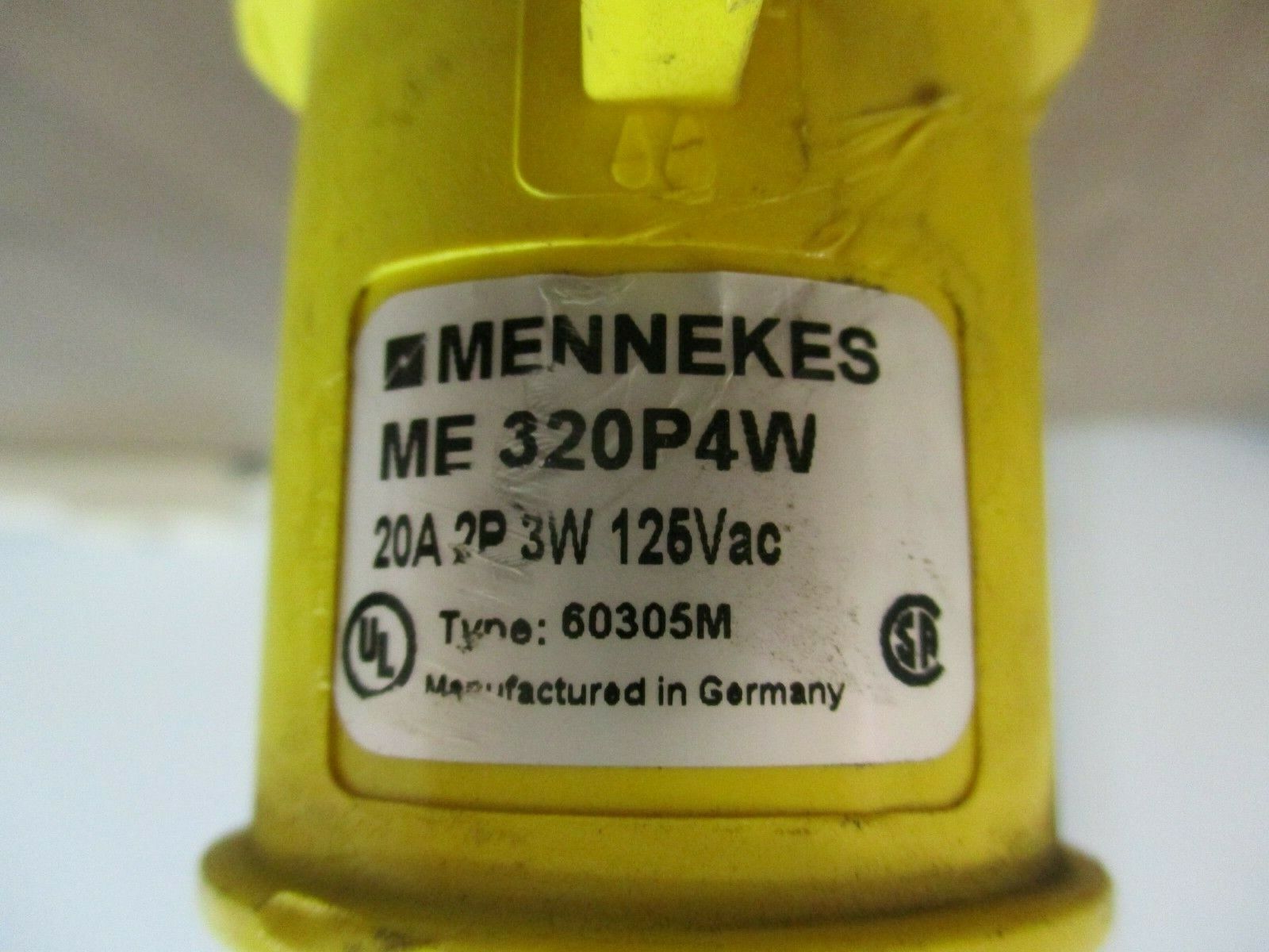 Mennekes Plug ME 320P4W 20A 125V 2P 3W Used