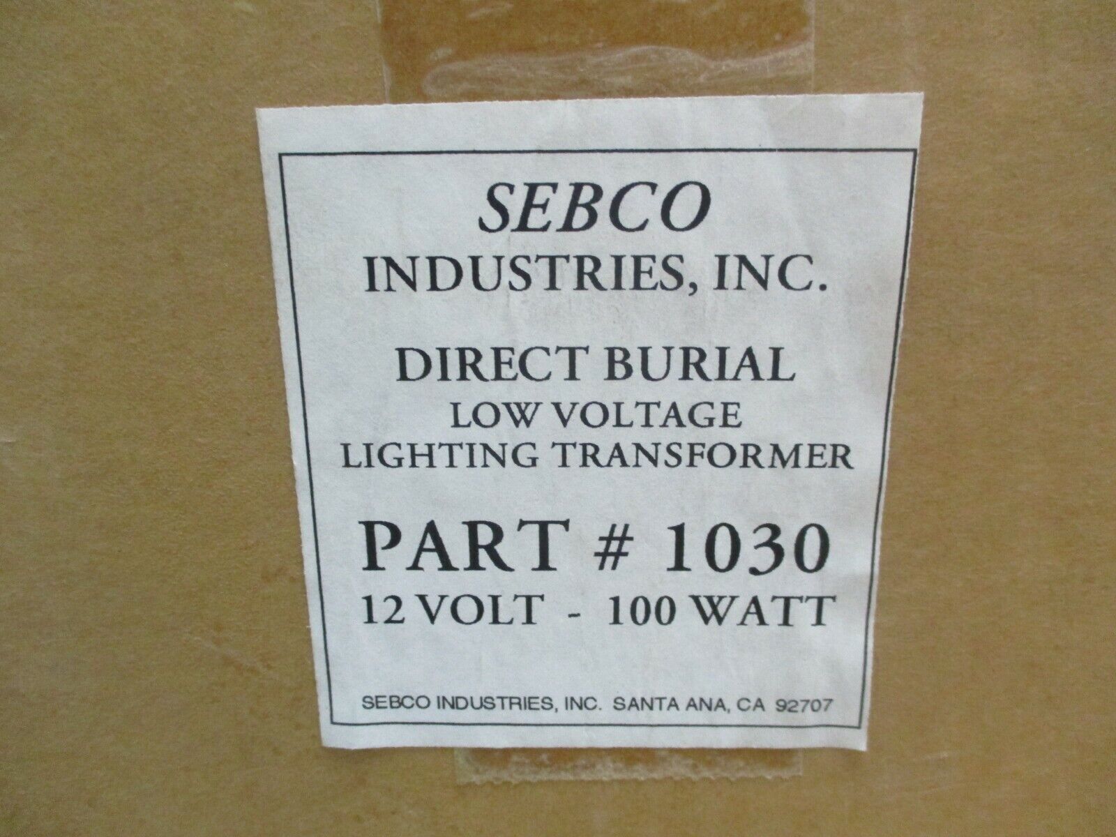 Sebco Direct Burial Low Voltage Lighting Transformer 1030 12V 100W New Surplus