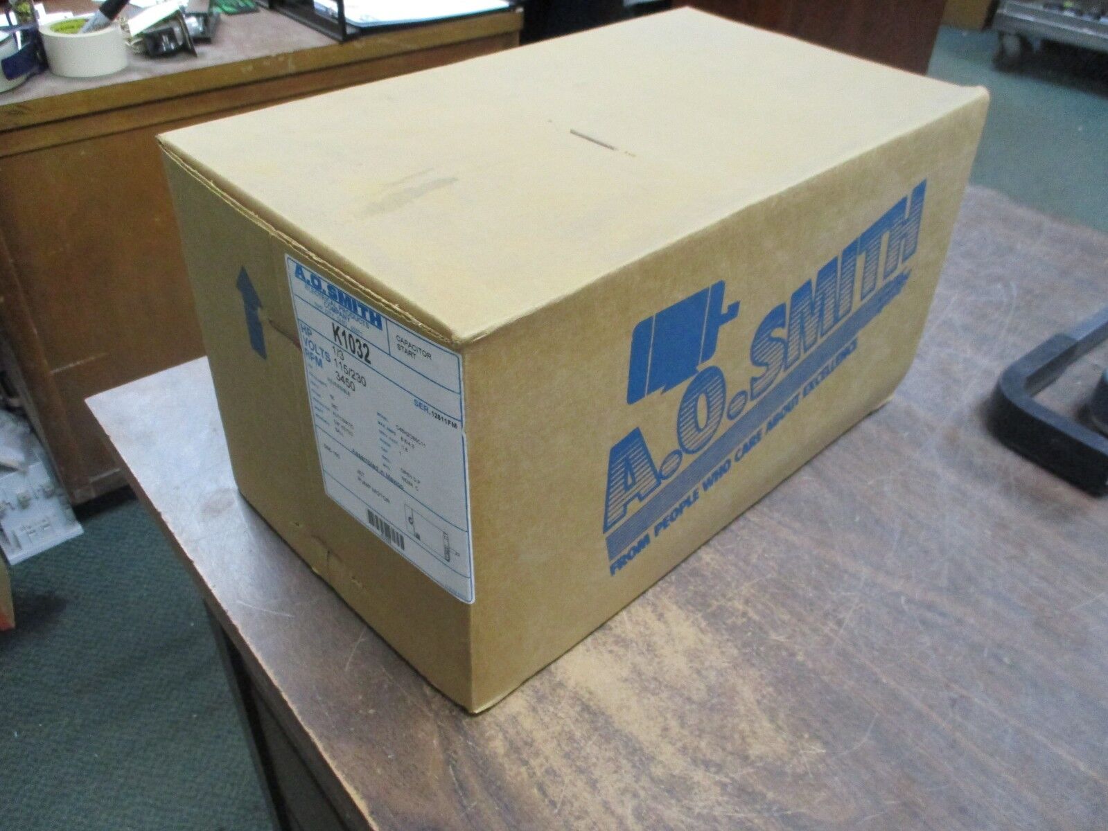 A.O.Smith AC Motor K1032 1/3HP 3500RPM FR:56C 115/230V 8.6/4.3A 1Ph New Surplus