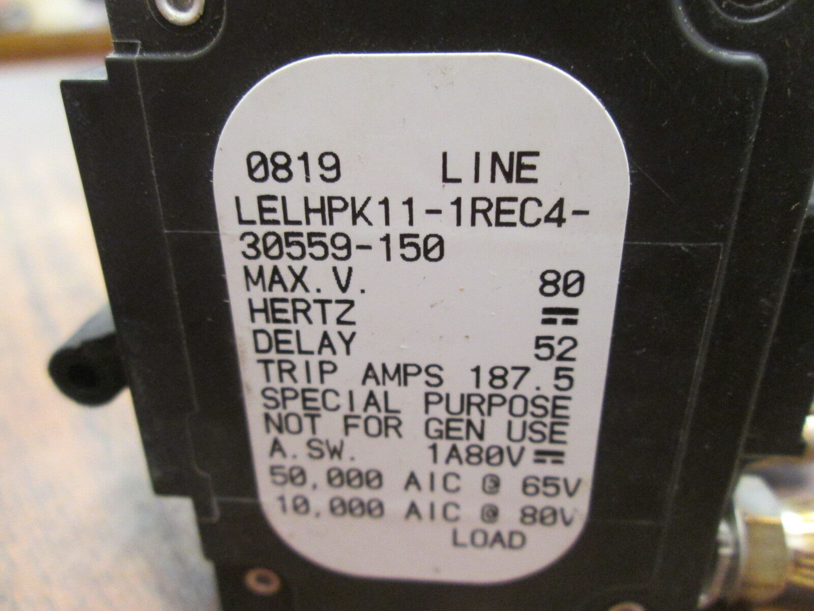 Airpax DC Circuit Breaker LELHPK11-1REC4-30559-150 150A 80VDC 2P Used