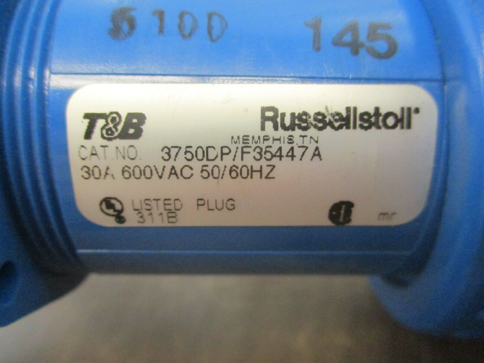 Thomas & Betts Russellstoll Plug 3750DP/F35447A 30A 600V 50/60Hz Used