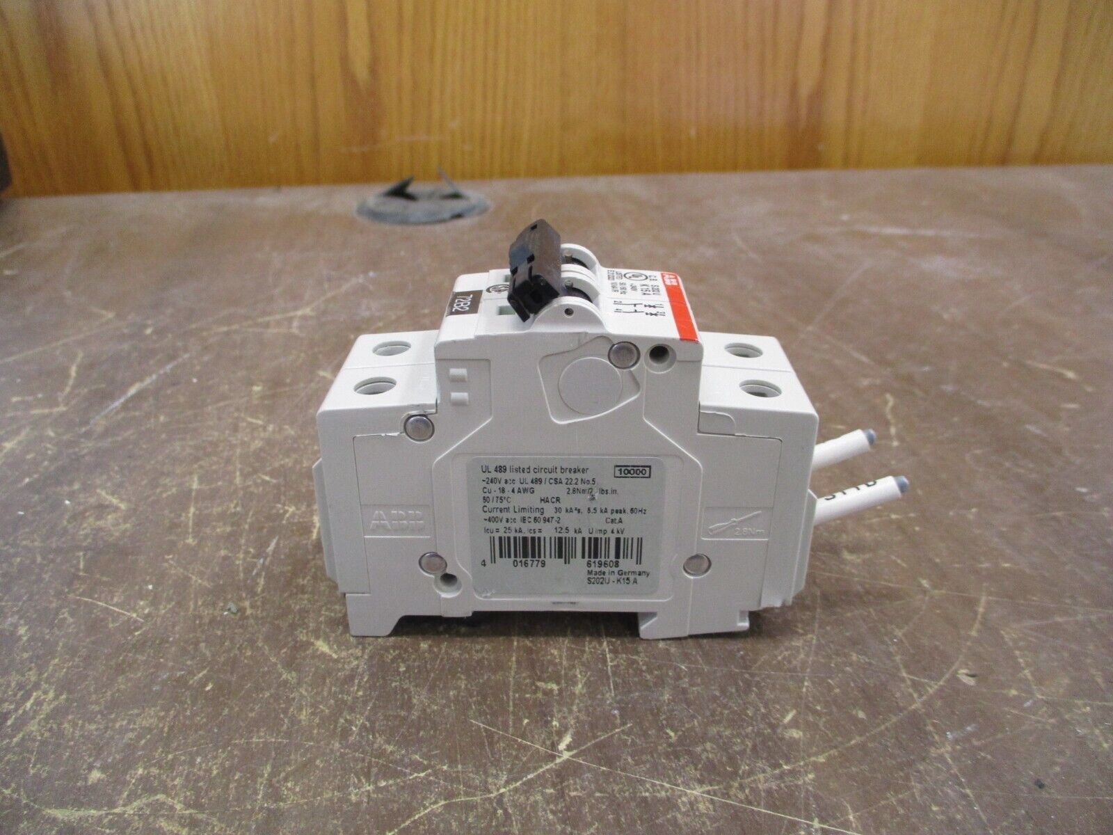 ABB Circuit Breaker S 202 U K15A 15A 240V 2P *Chipped DIN Rail Mount* Used