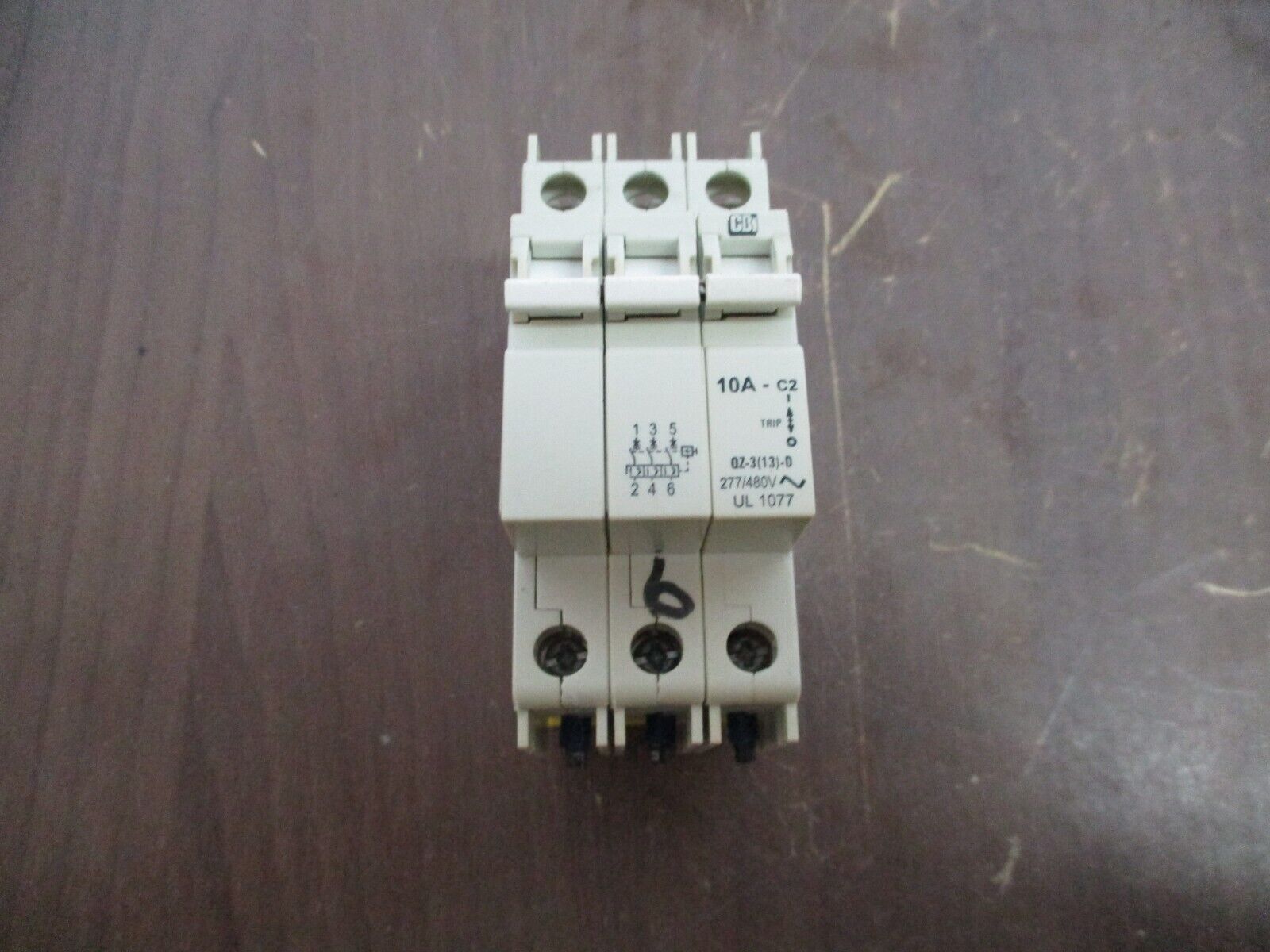 CBi Circuit Breaker QZ-3(13)-D-10 10A 277/480V 3P *Broken Terminal FIn* Used