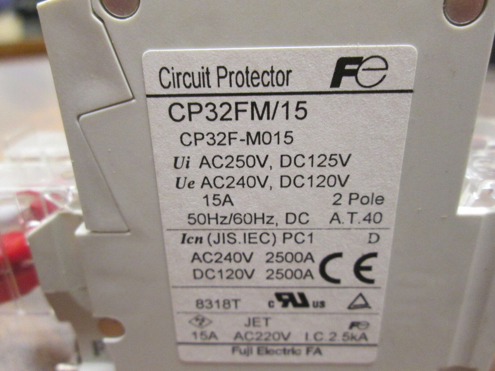 Fuji Electric Circuit Protector CP32FM/15 15A 2P 240V Used