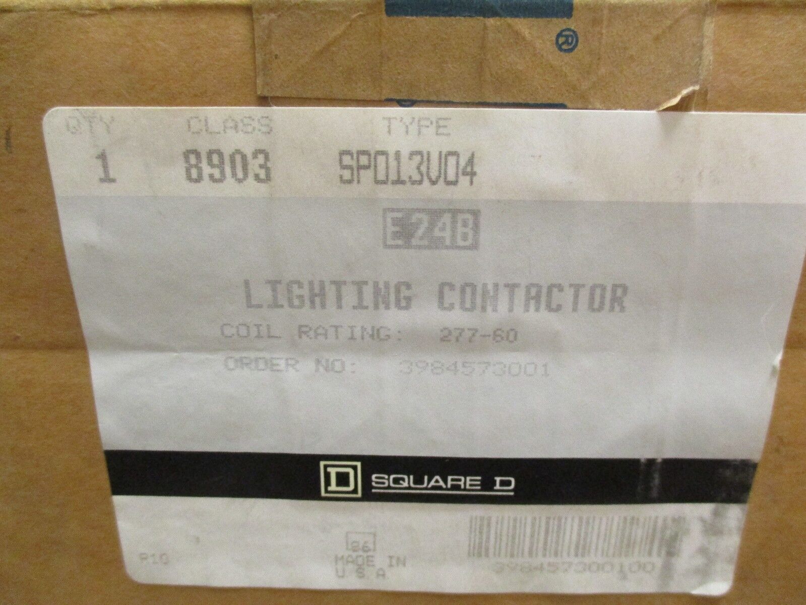 Square D Lighting Contactor 8903 SP013V04 277V Coil 60A New Surplus