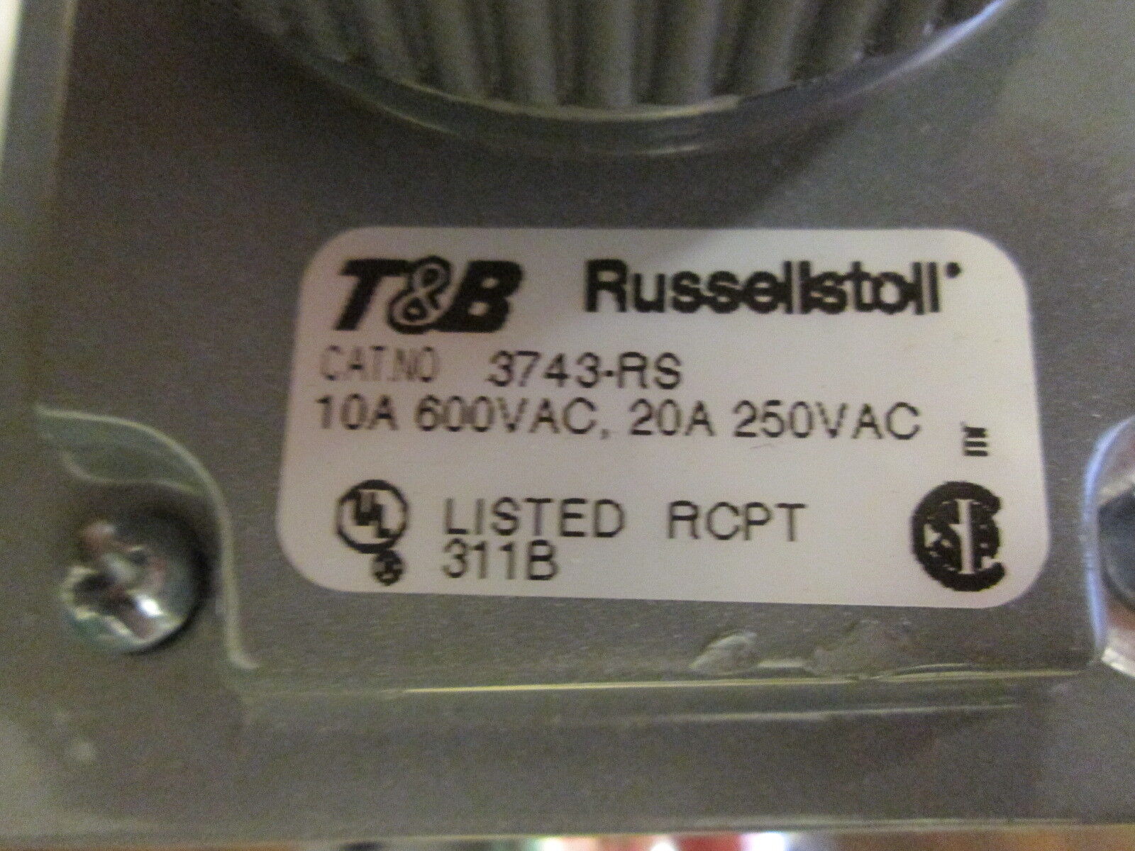 Russellstoll Receptacle 3743-RS 10A 600V Used