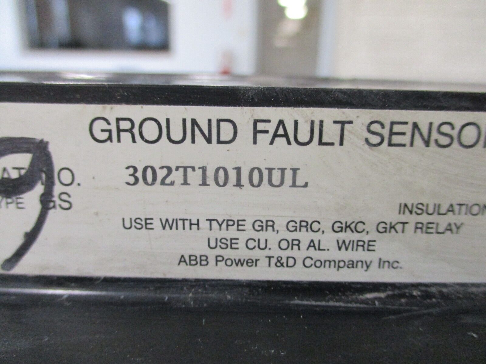 ABB Type GS Ground Fault Sensor 302T1010UL 600 V Use w/GR,GRC,GKC,GKT Relay Used