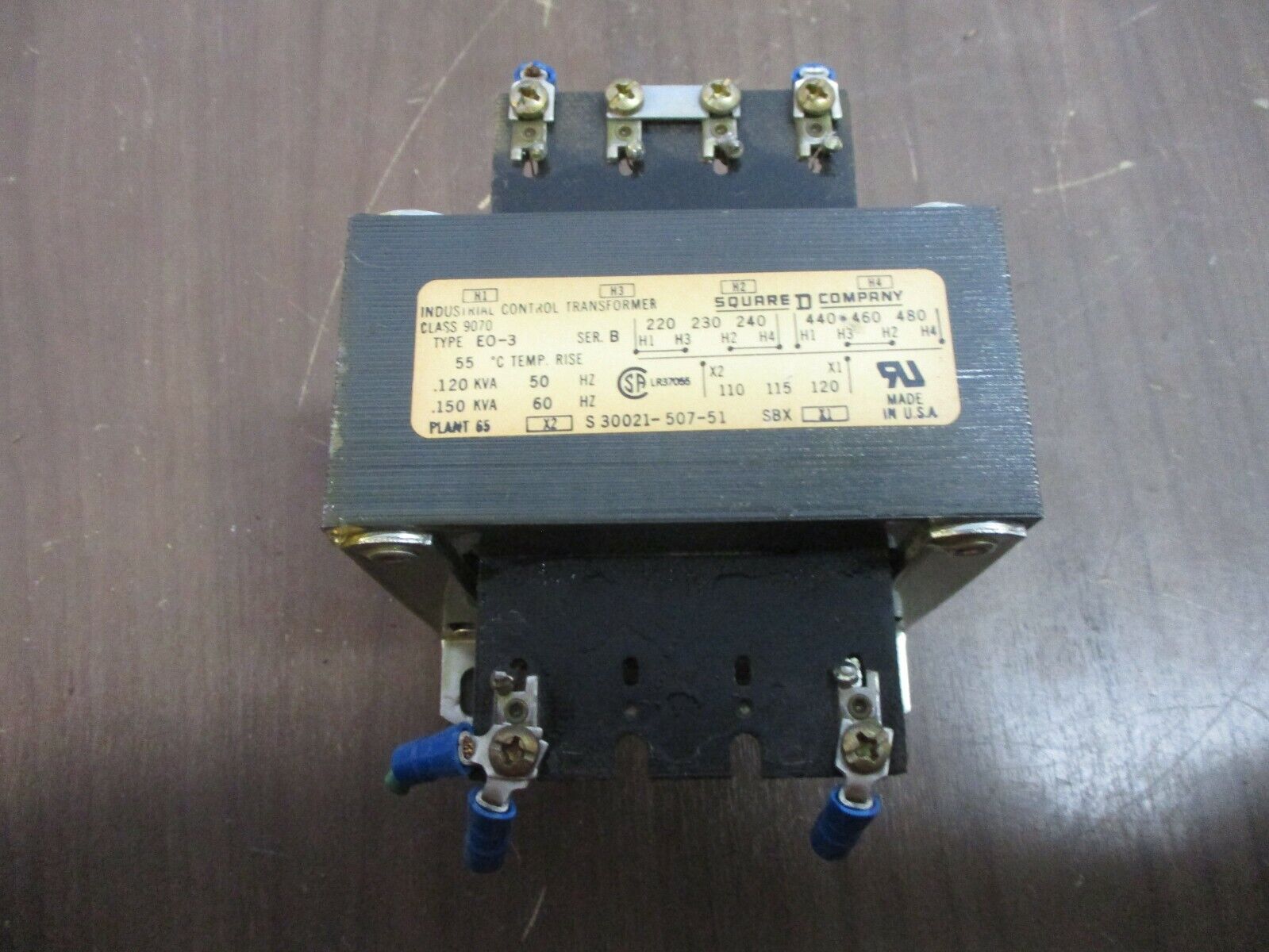 Square D Control Transformer 9070 E0-3 0.150KVA Pri:240/480V Sec:120V Used