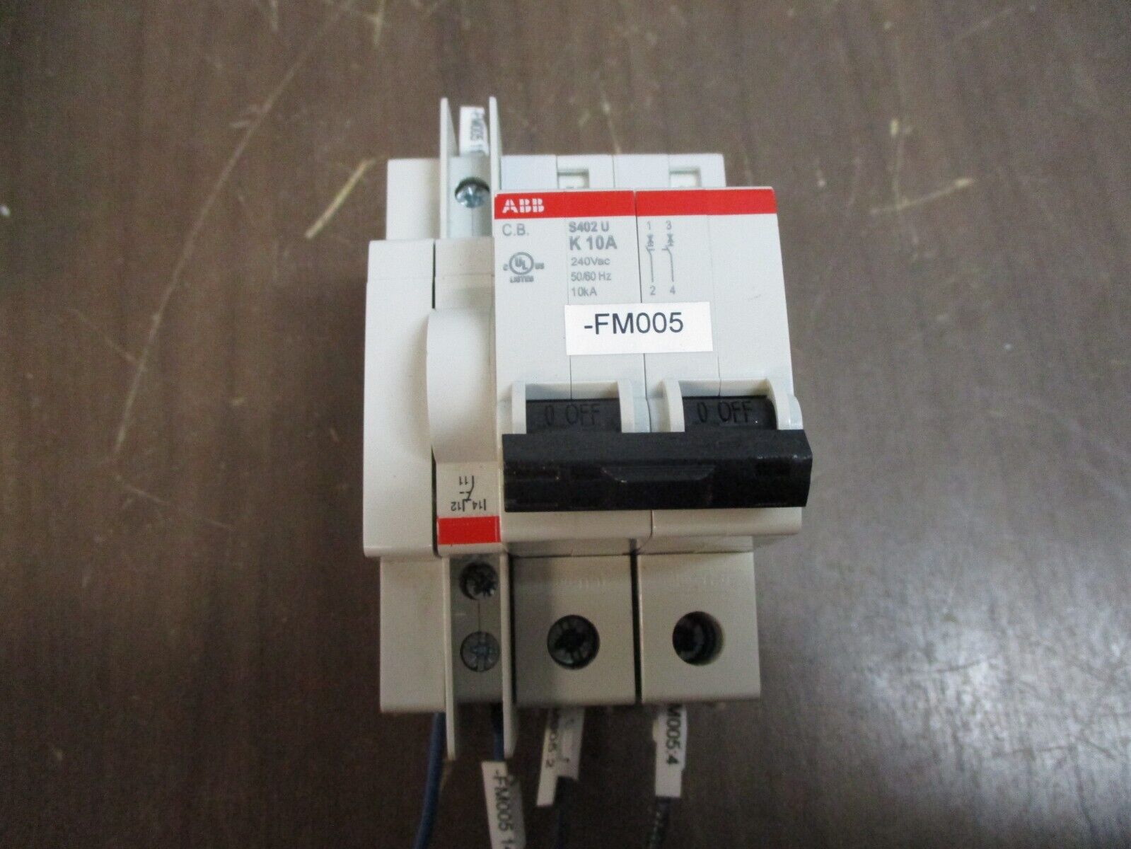 ABB Circuit Breaker S402 U K10A 10A 240V 2P w/ Aux Used