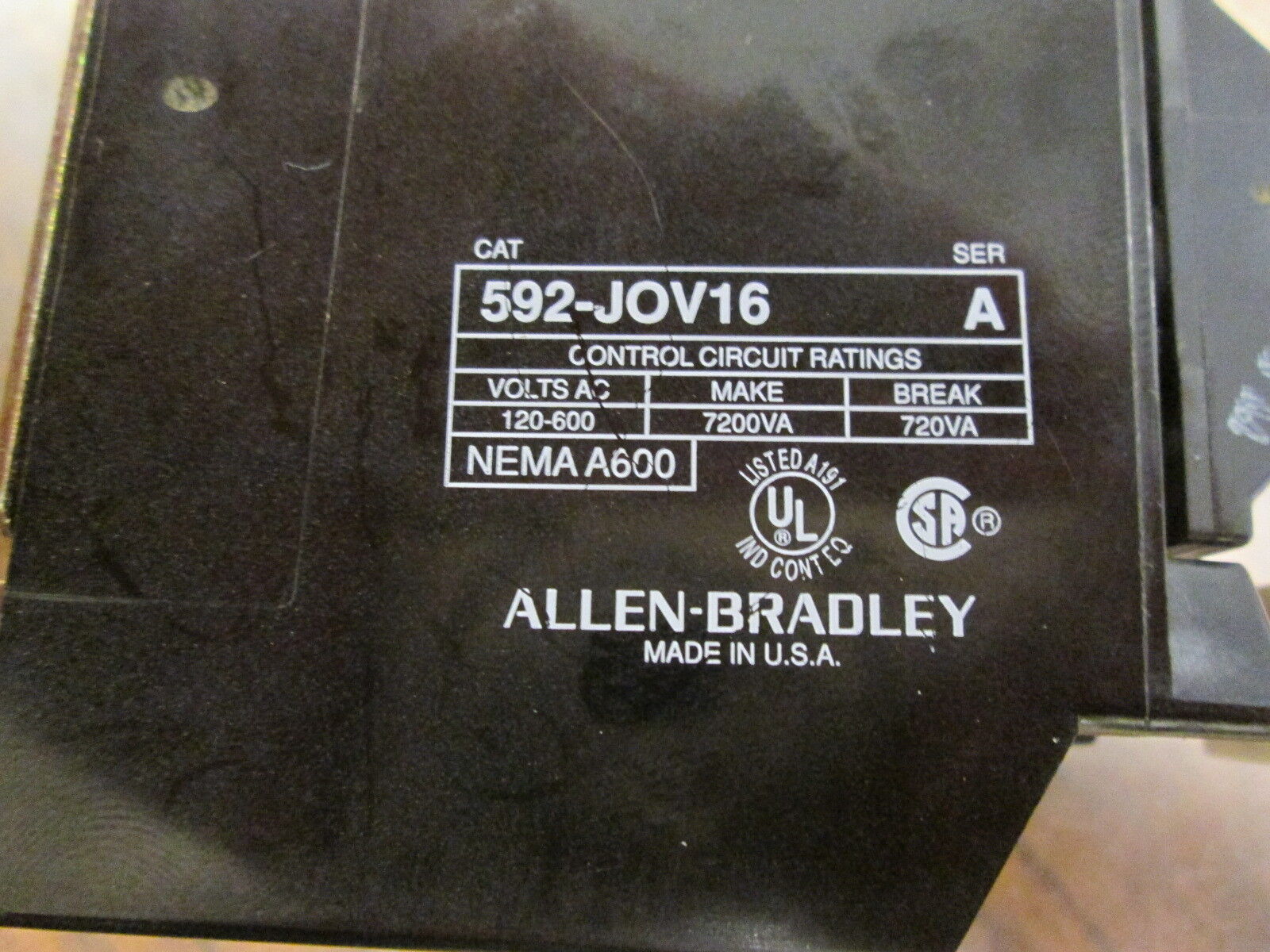 Allen-Bradley Overload Relay 592-JOV16 120-600V 3P *Heaters May Heaters* Used