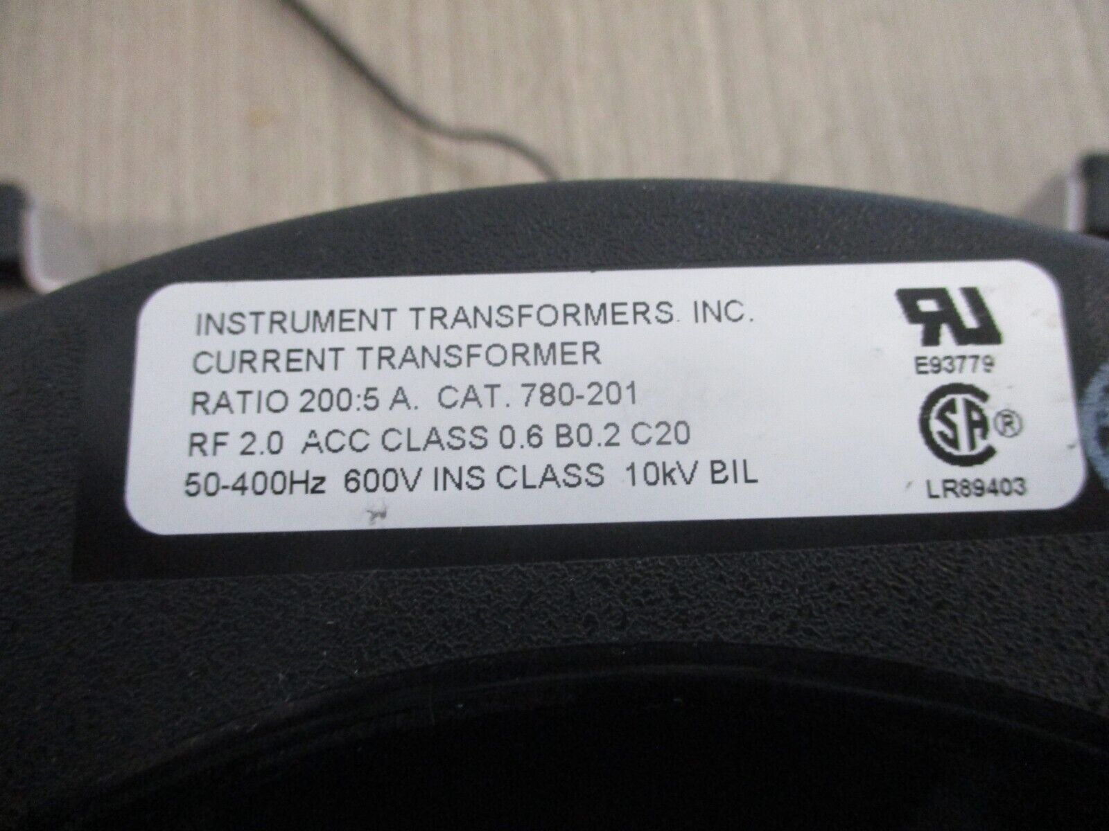 Instrument Transformers Current Transformer 780-201 Ratio 200:5A 600V 50-400Hz