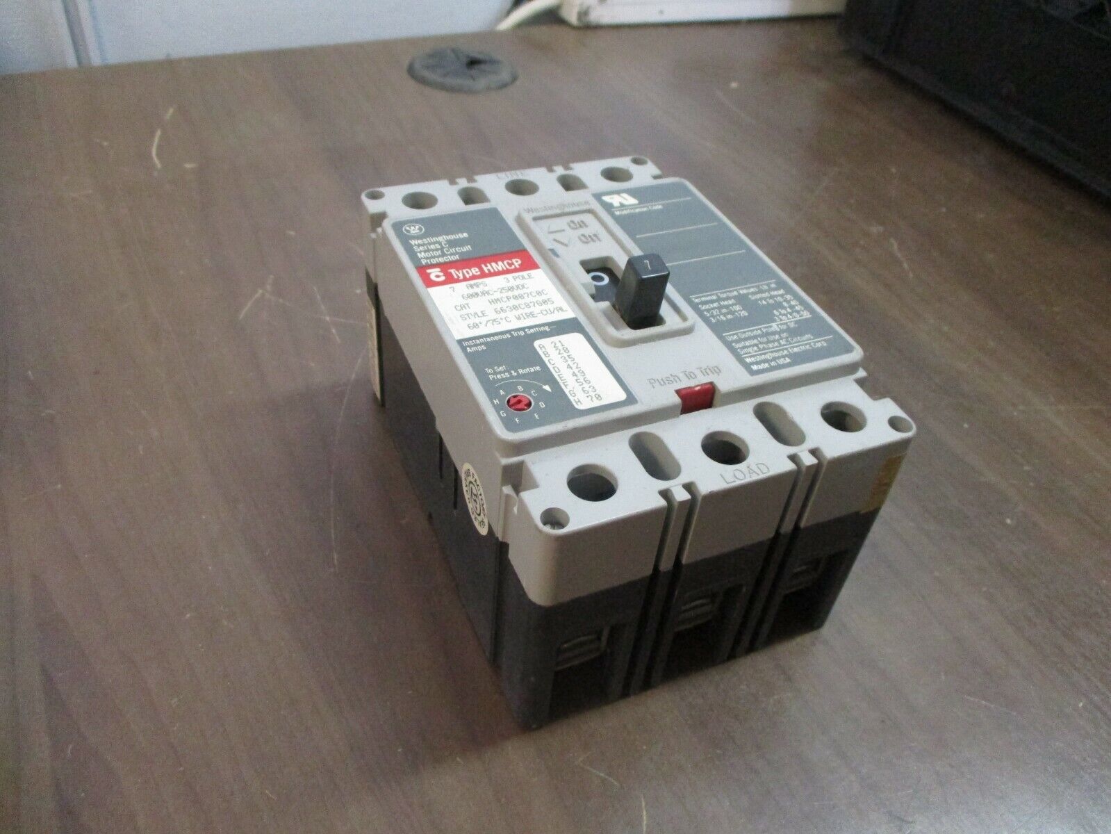 Westinghouse Circuit Breaker HMCP007C0C 7A 600V 3P Used