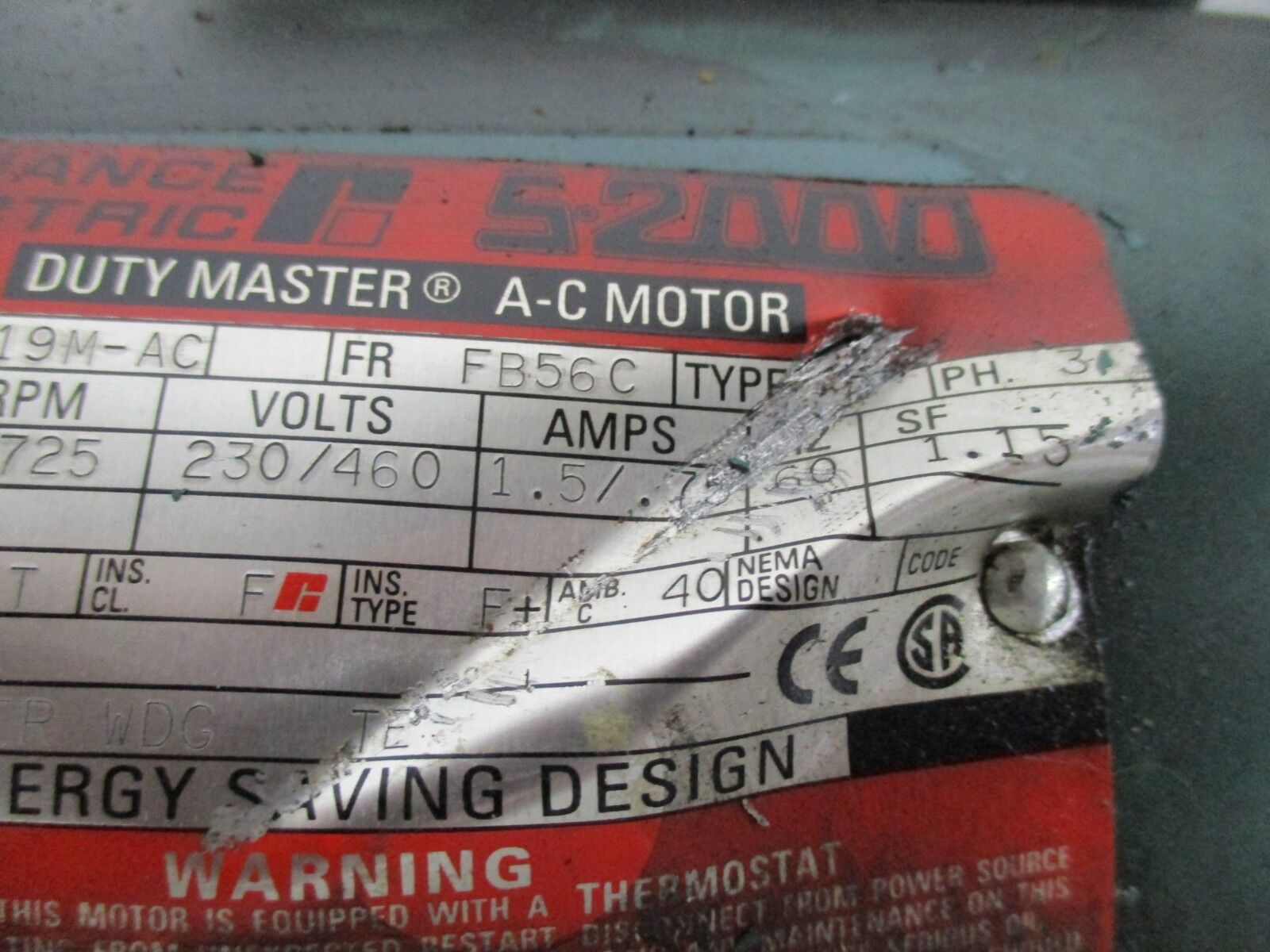 Reliance S-2000 Duty Master AC Motor w/ Gear B79K7319M-AC / 1/2-56C-TM1A-47.1