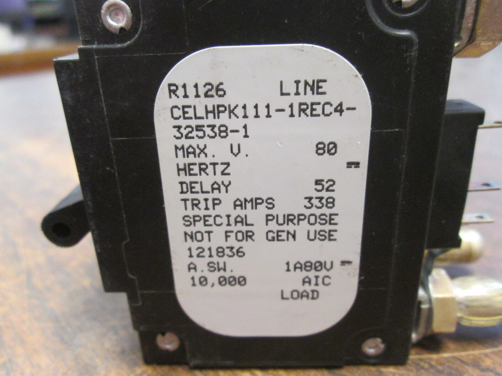 Airpax DC Circuit Breaker CELHPK111-1REC4-32538-1 250A 80VDC 3P Used